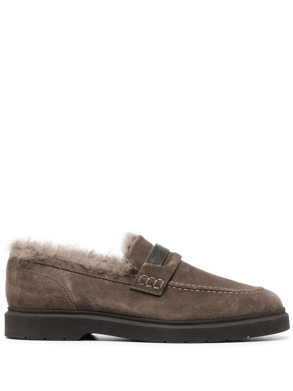 shearling-lined suede loafers - 1