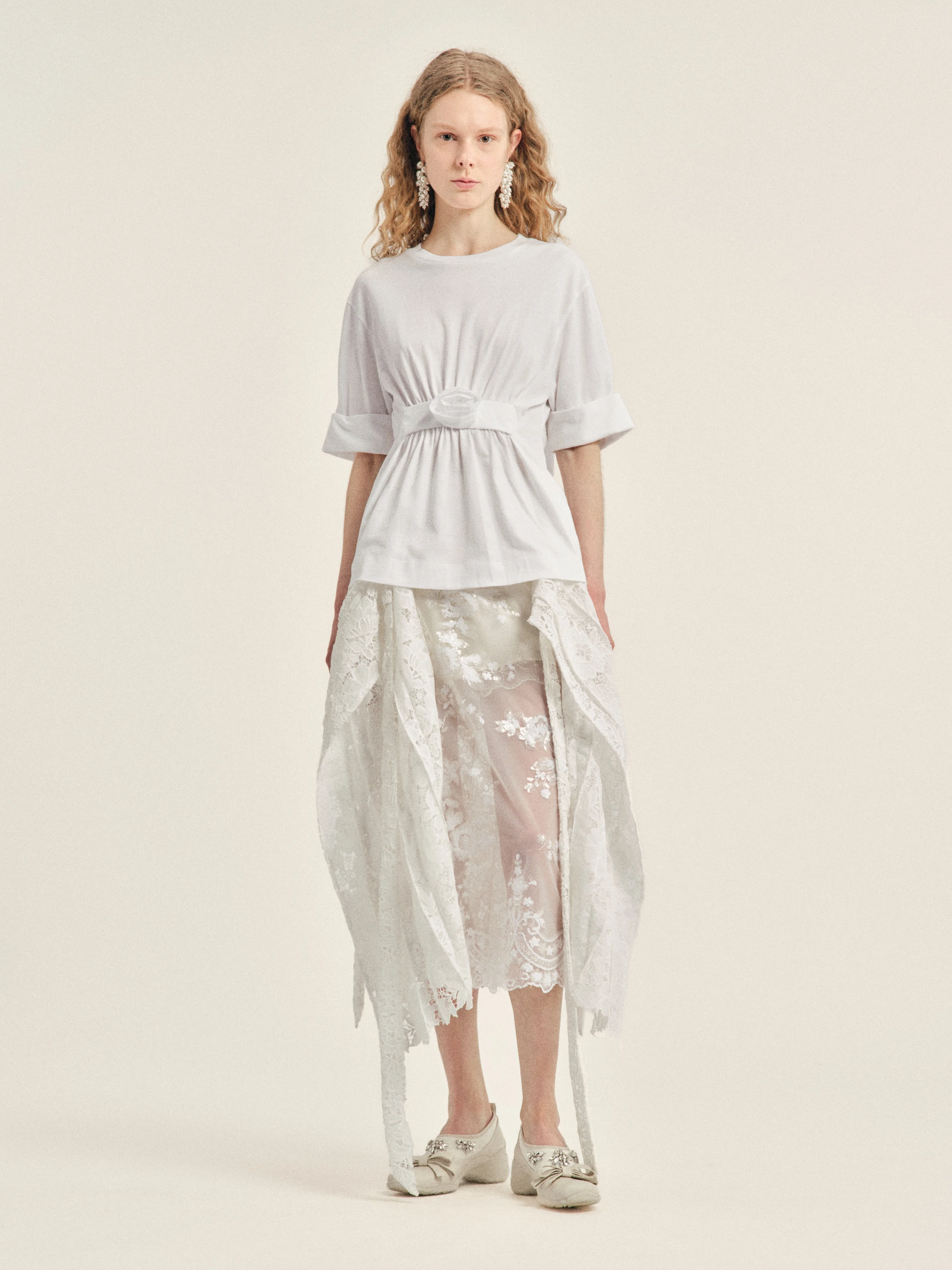 Gathered Rose Wire Sleeve Boy T-Shirt - 1
