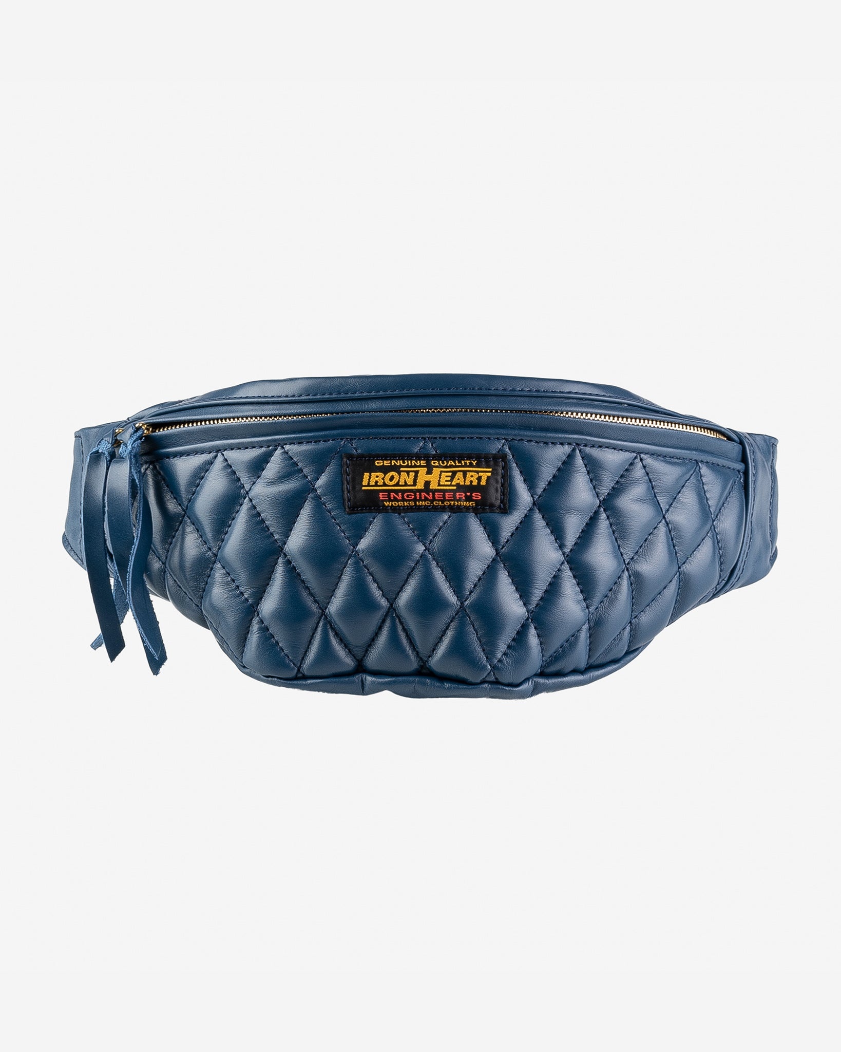 IHE-45-NAV Diamond Stitched Leather Waist Bag - Navy - 4