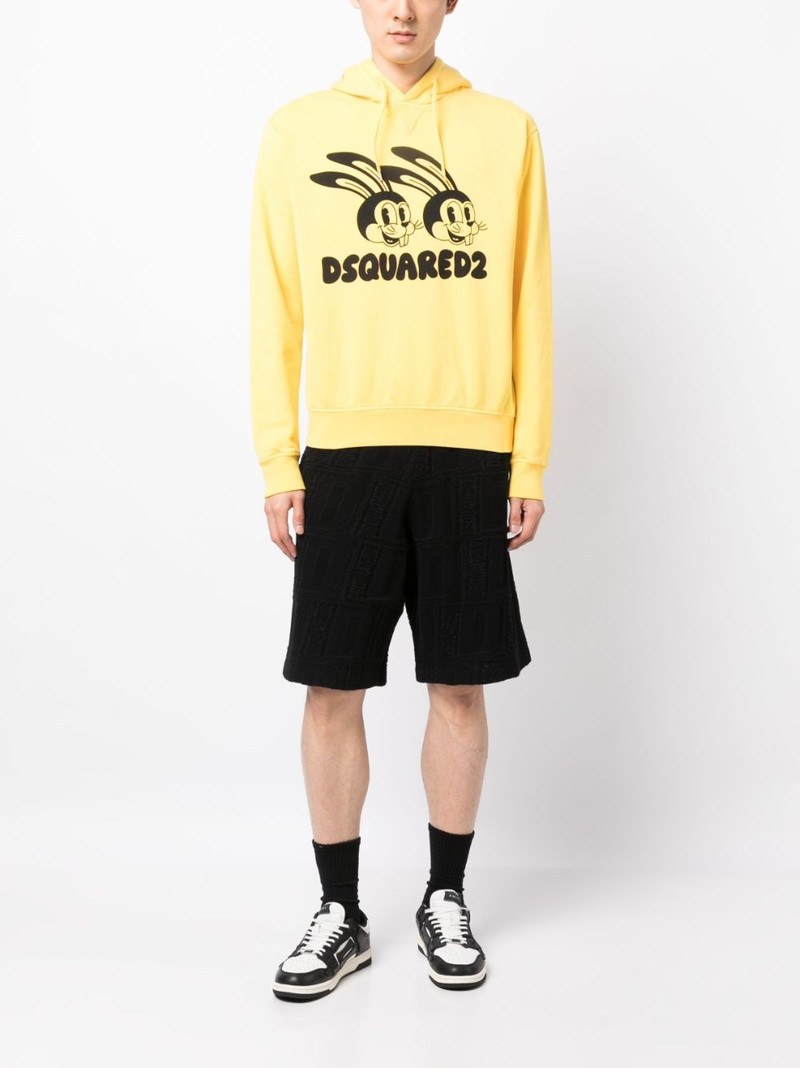 DSQUARED2 logo-print waffle-knit shorts outlook