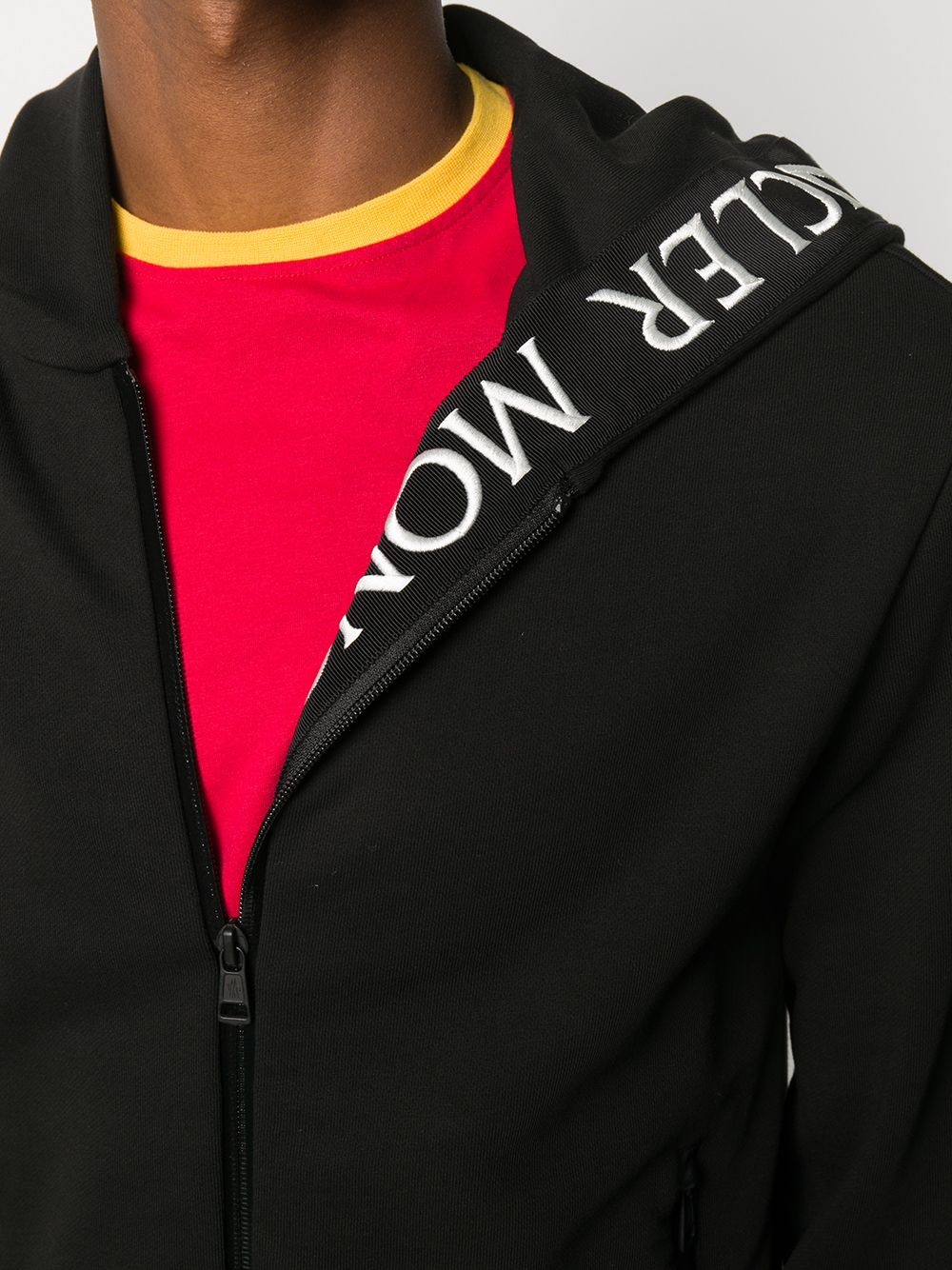 logo-embroidered trim hoodie - 5