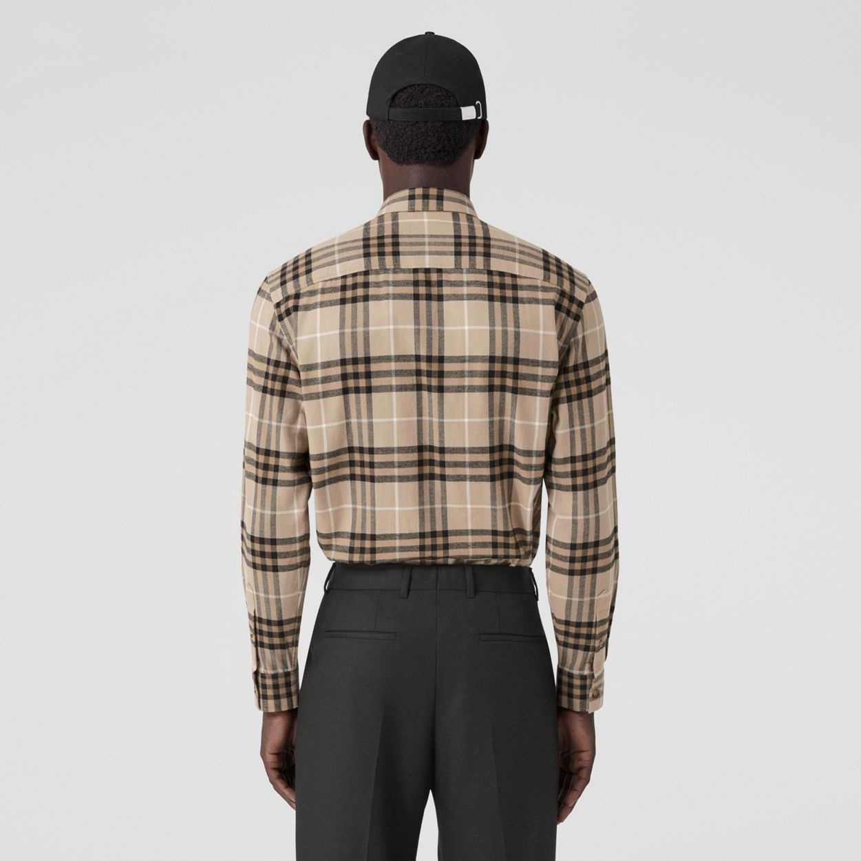 Button-down Collar Check Cotton Oversized Shirt - 4