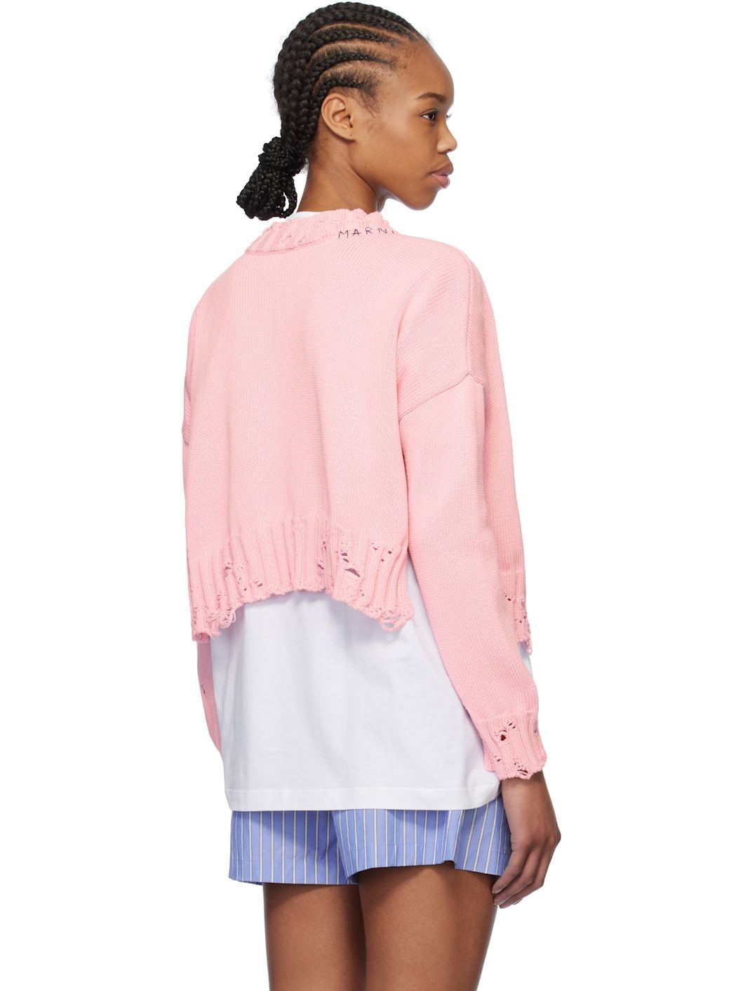 Pink Worn Ribs Sweater - 3