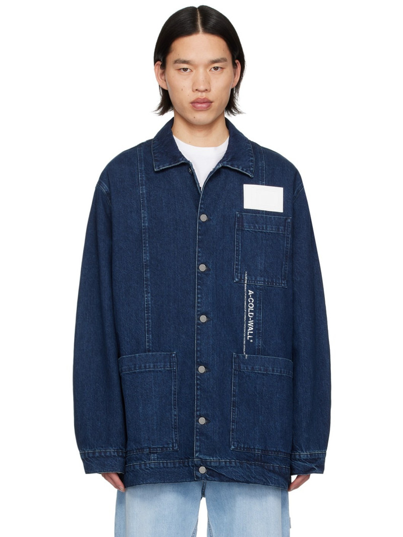 Navy Button Denim Jacket - 1