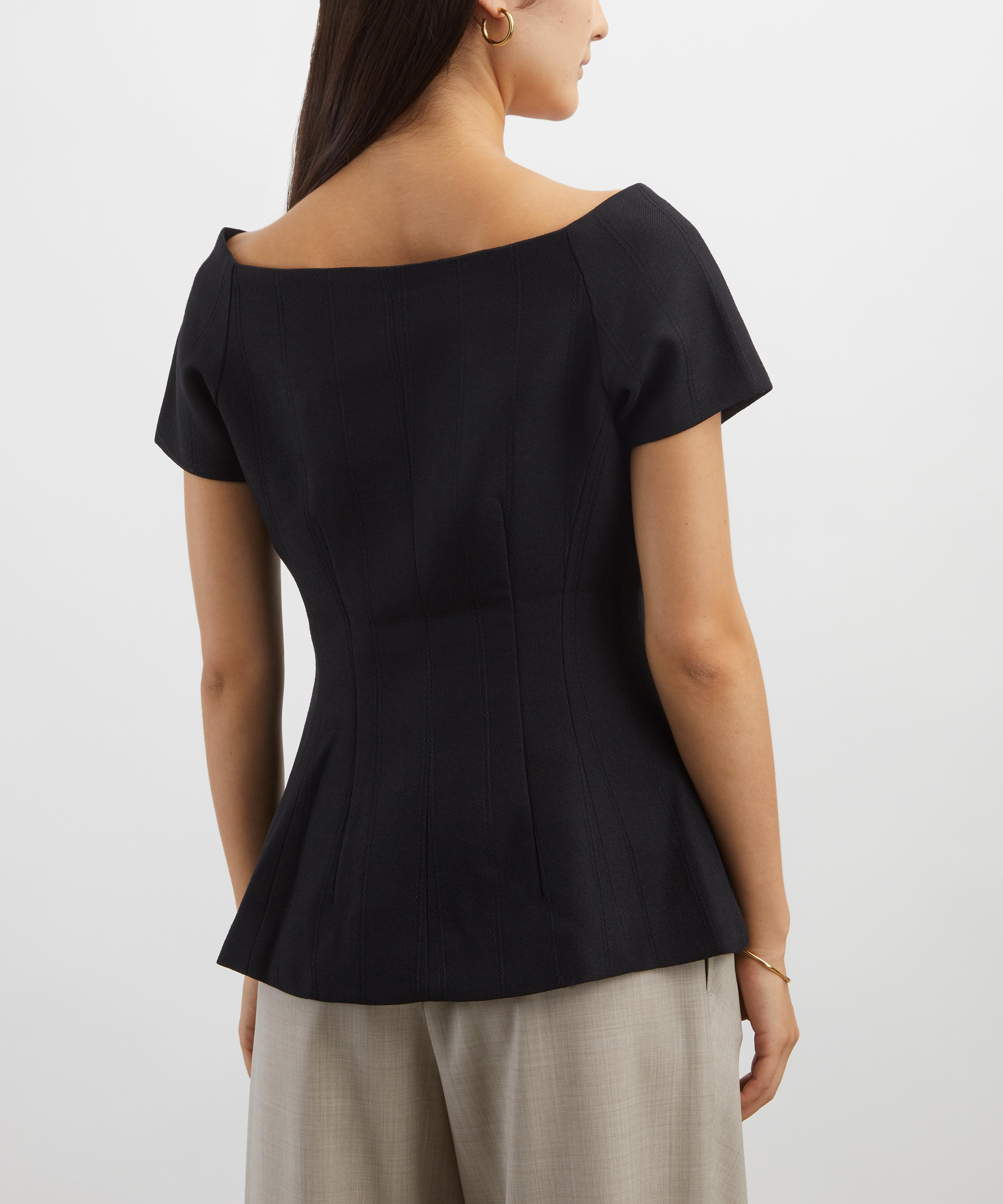 Black Hishiro Stripe Wool Top - 4