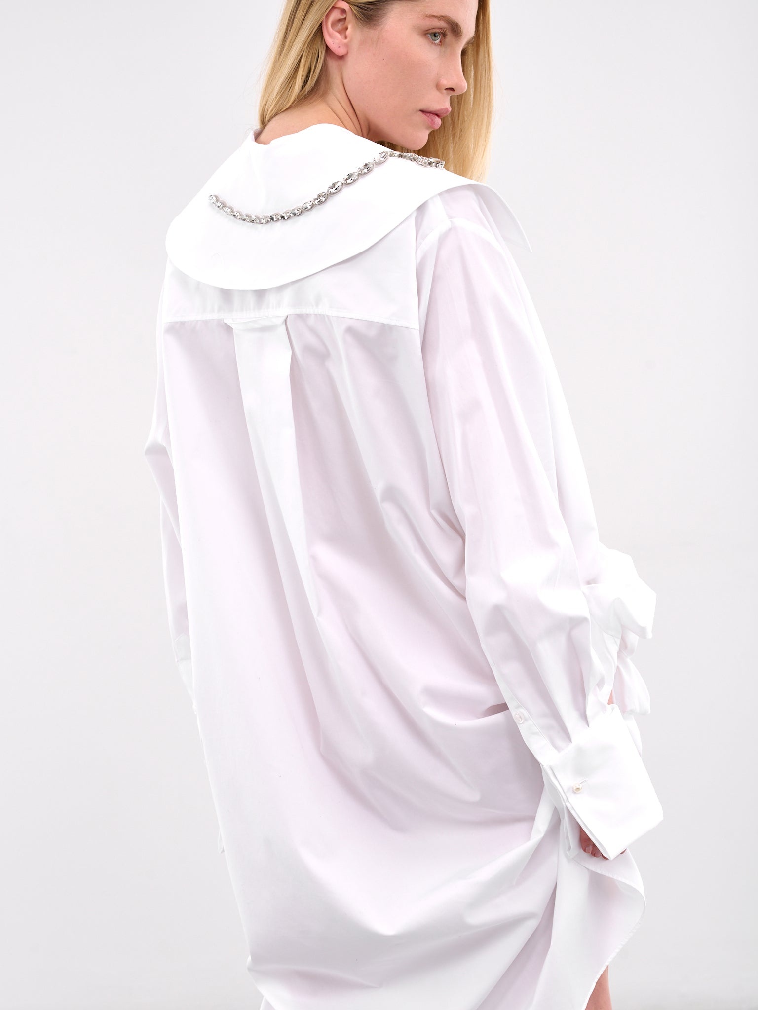 Oversized Gather Button-Up Shirt - 5