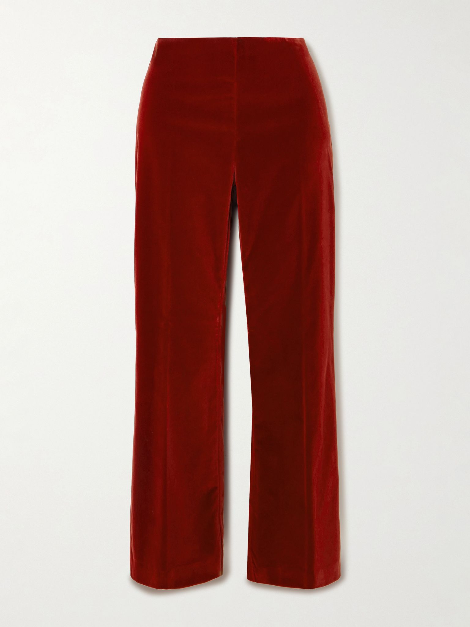 Cotton-blend velvet flared pants Burgundy - 1