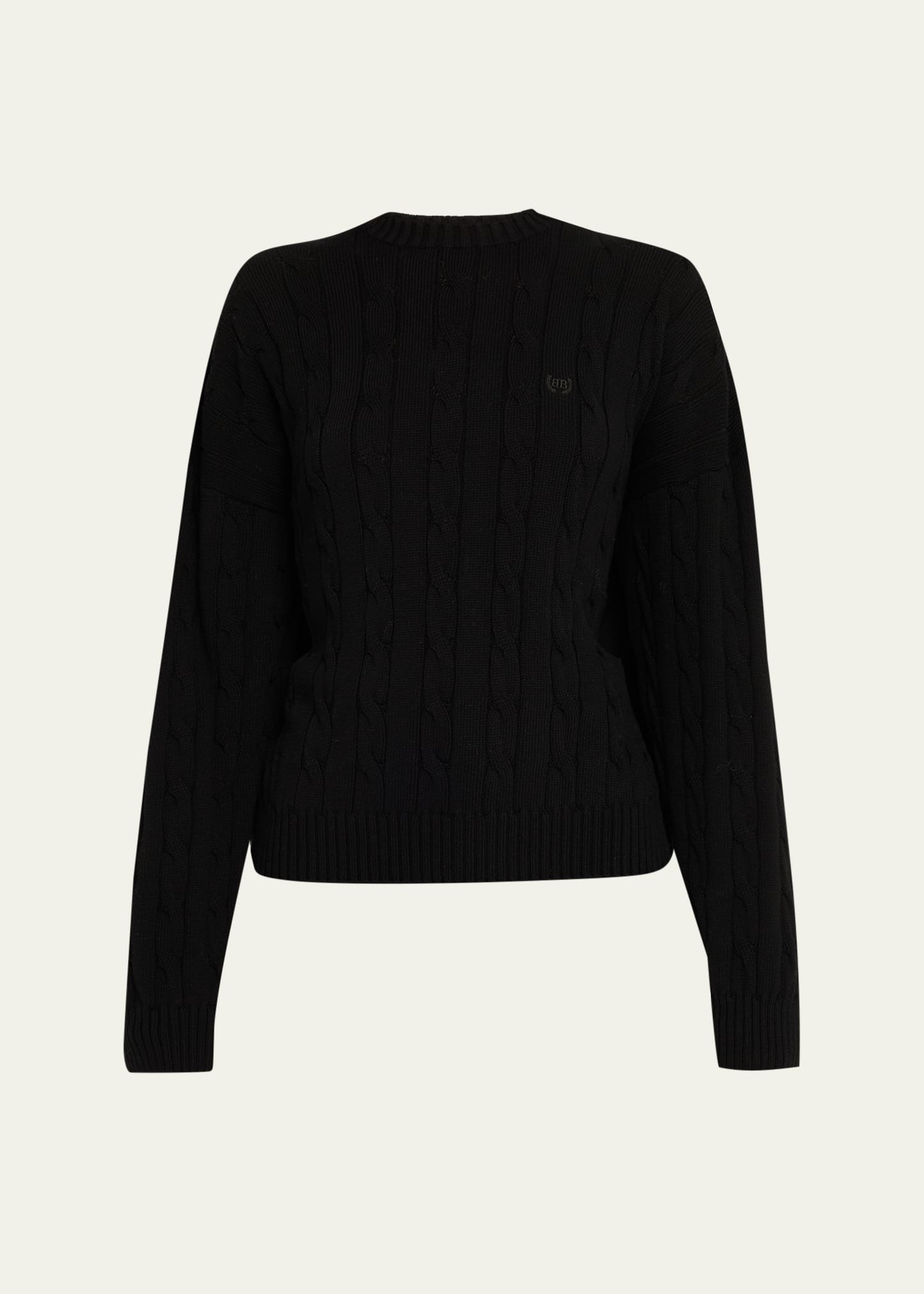 Cable-Knit Crewneck Sweater - 1
