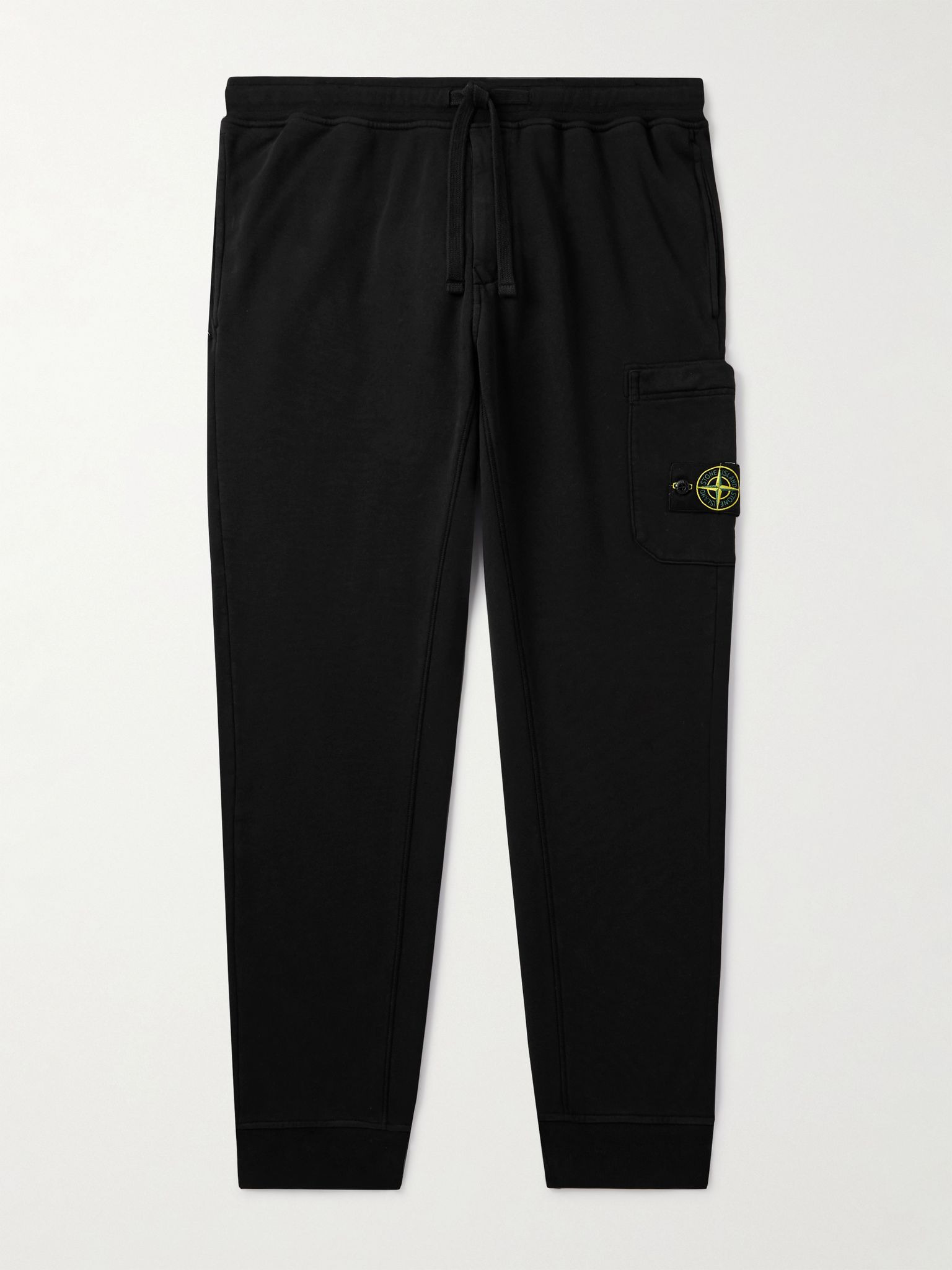 Tapered Logo-Appliquéd Organic Cotton-Jersey Sweatpants Black - 1