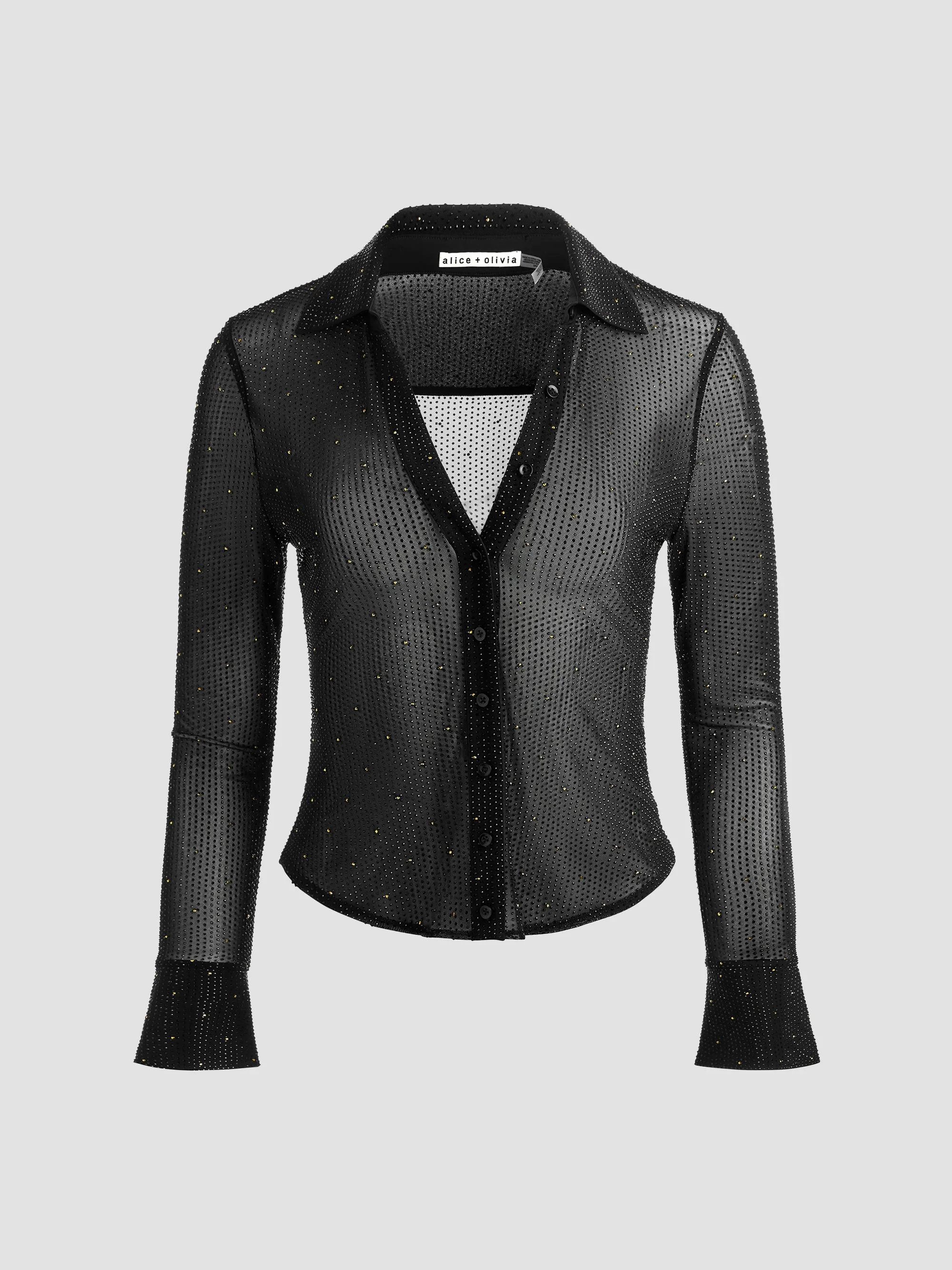 Women's Freya Embellished Sheer Top - Black Gold - 1