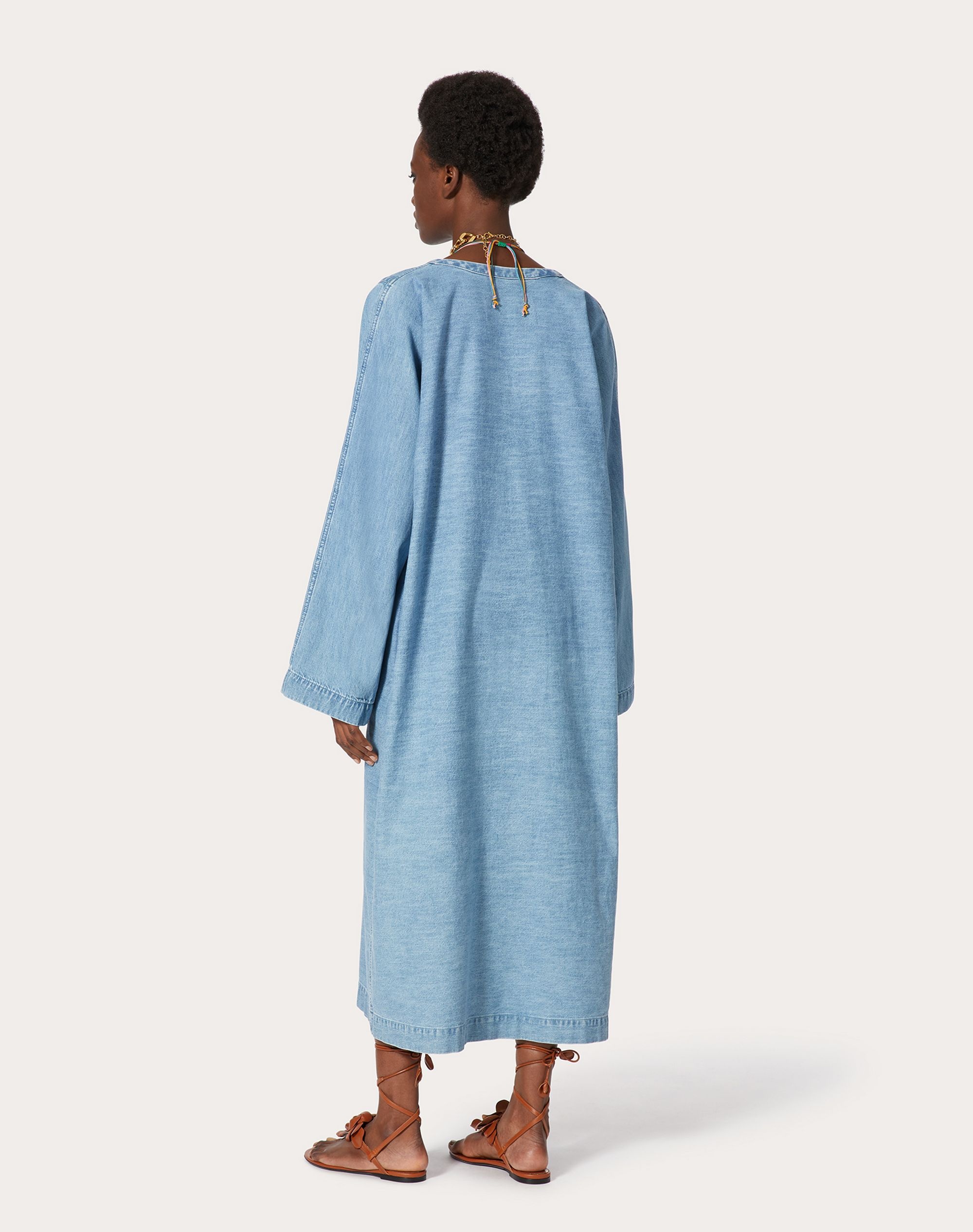 CHAMBRAY DENIM LONG KAFTAN - 4