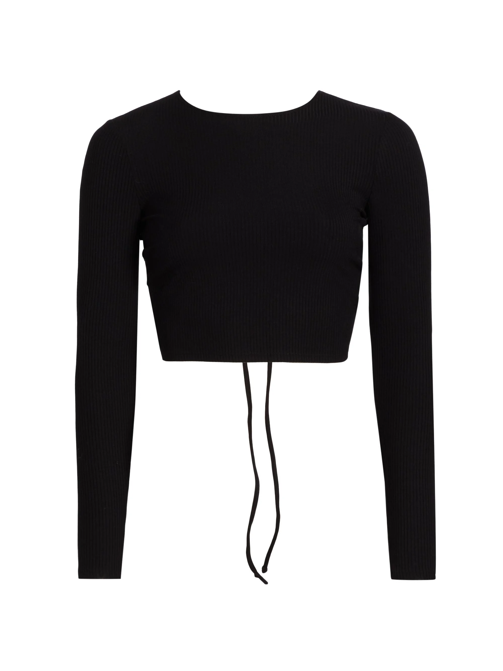 Women's Casey Open-Back Crop Top - Black - 1