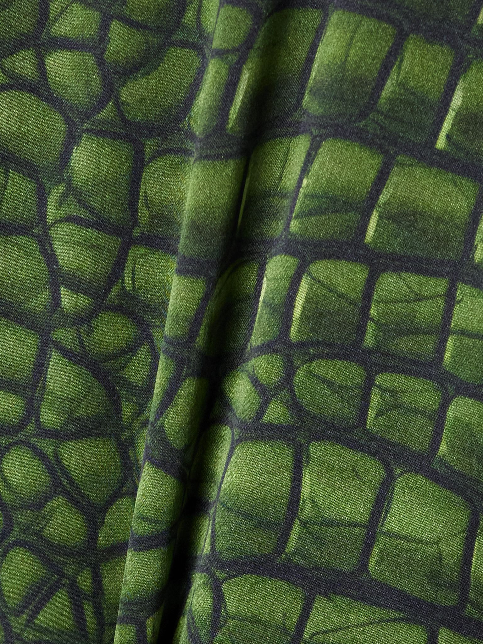Cocoon oversized printed silk-satin shirt Green - 4