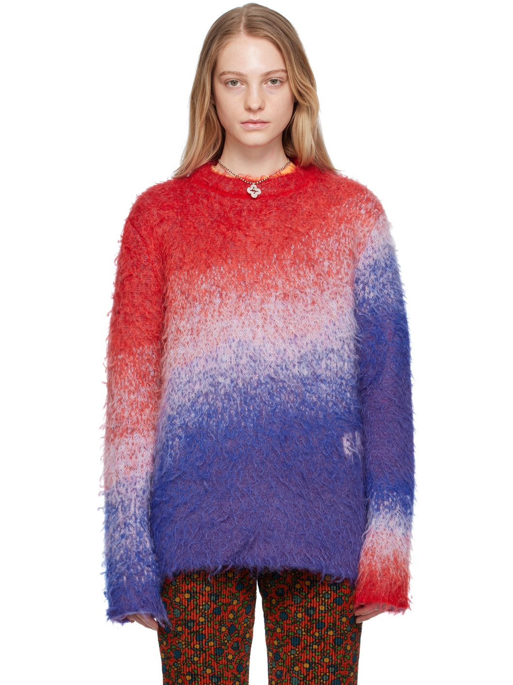 ERL Blue & Red Gradient Sweater | ssense | REVERSIBLE