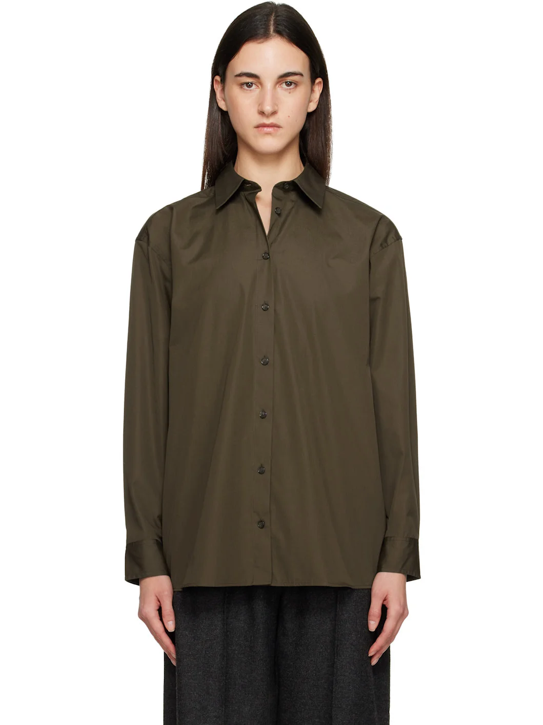 Brown Classic Poplin Shirt - 1