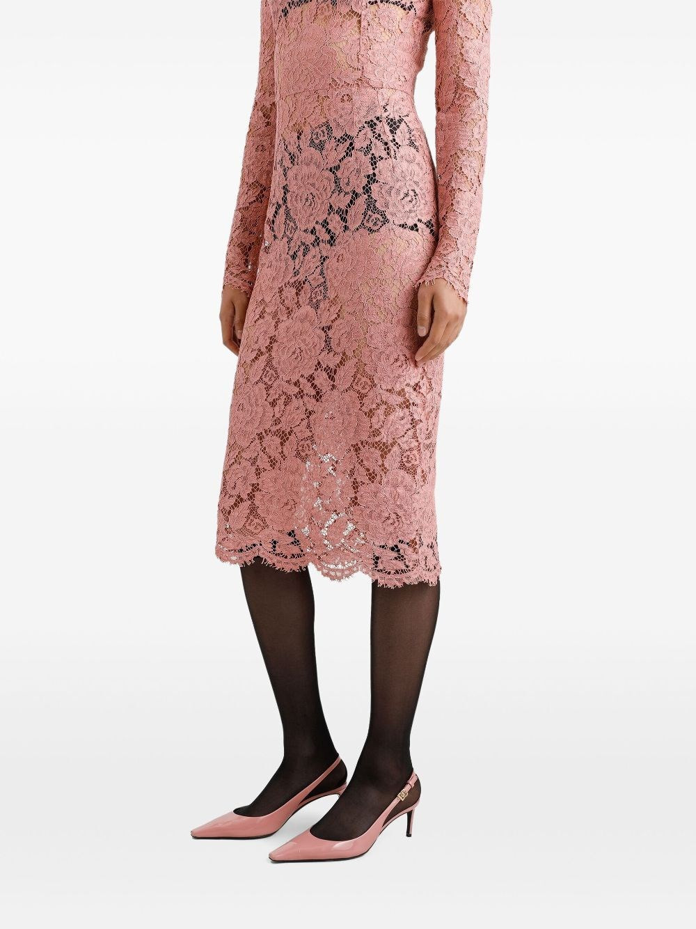 Branded Floral Cardonetto Lace Sheath Dress - 3