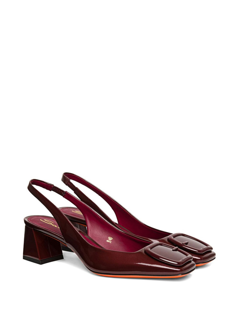 Santoni 50mm buckle patent leather pumps outlook