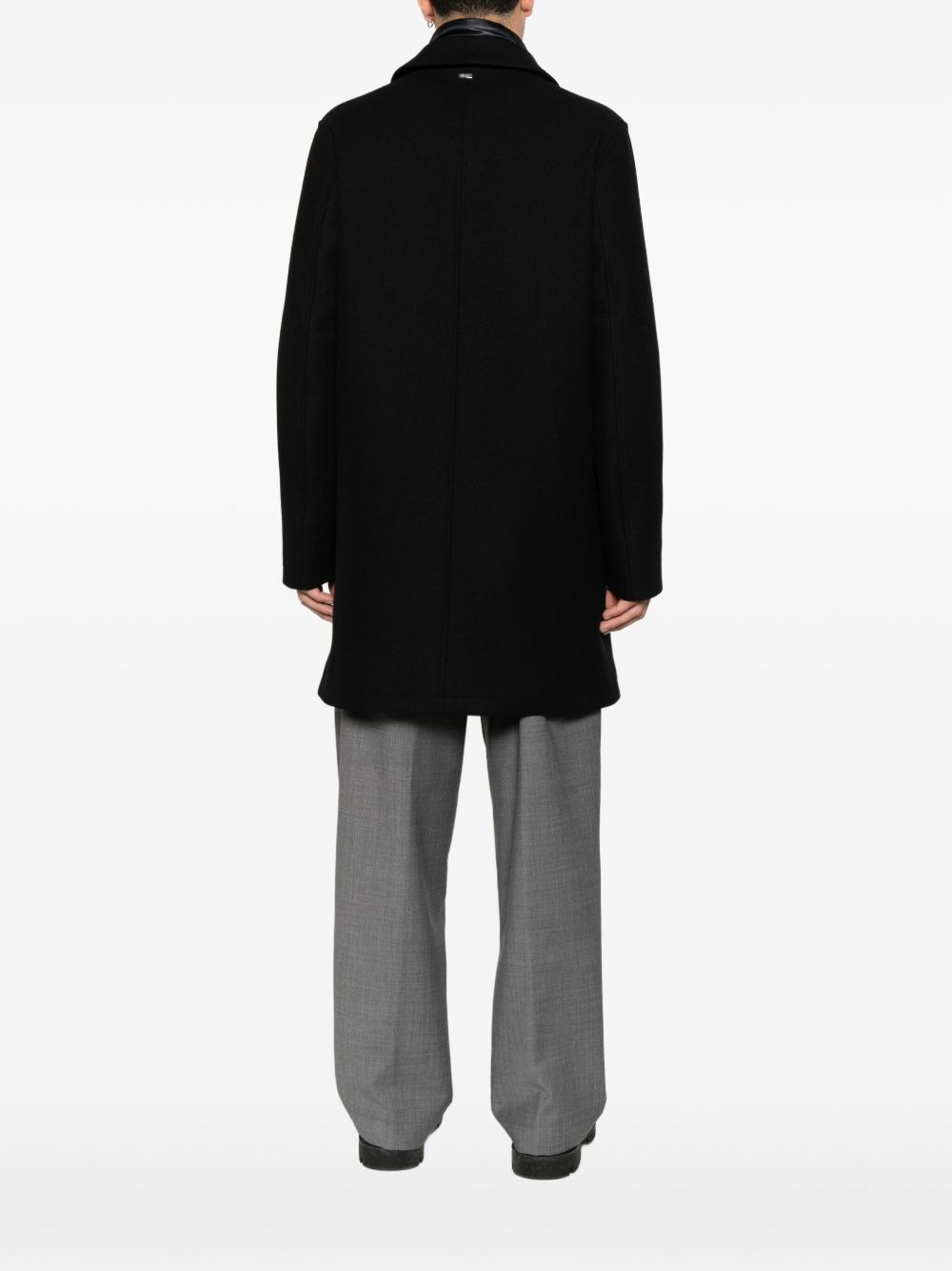 button-fastening wool-blend coat - 4