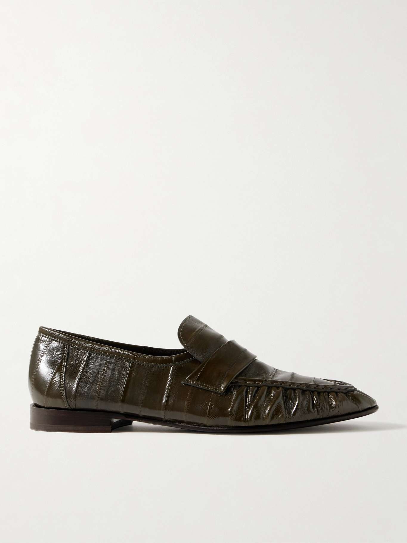 Crinkled glossed-leather loafers - 1