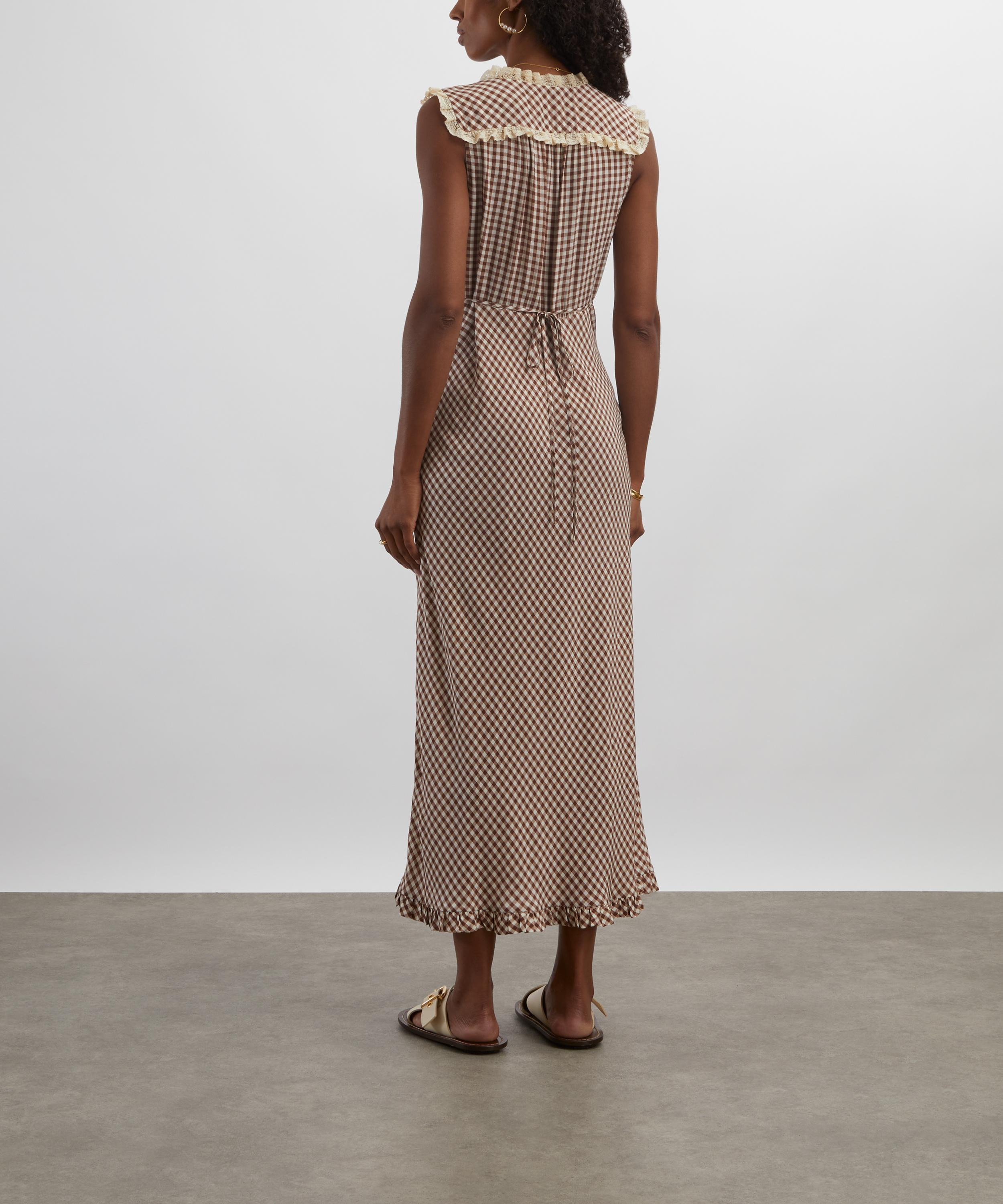 Chessie French Check Brown Midi Dress - 4