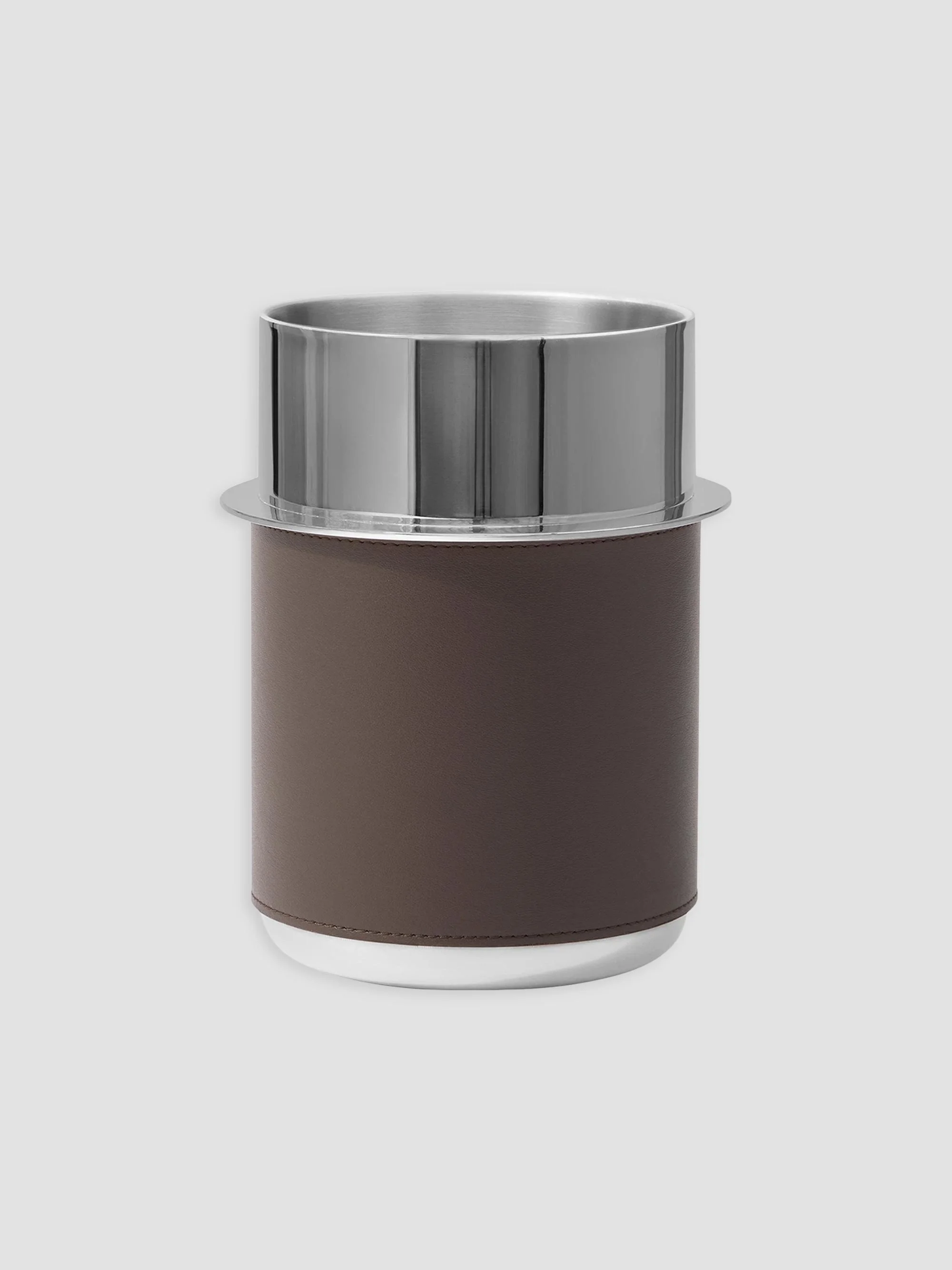 Silver Plated Steel and Leather Glacette - Cigar - 1