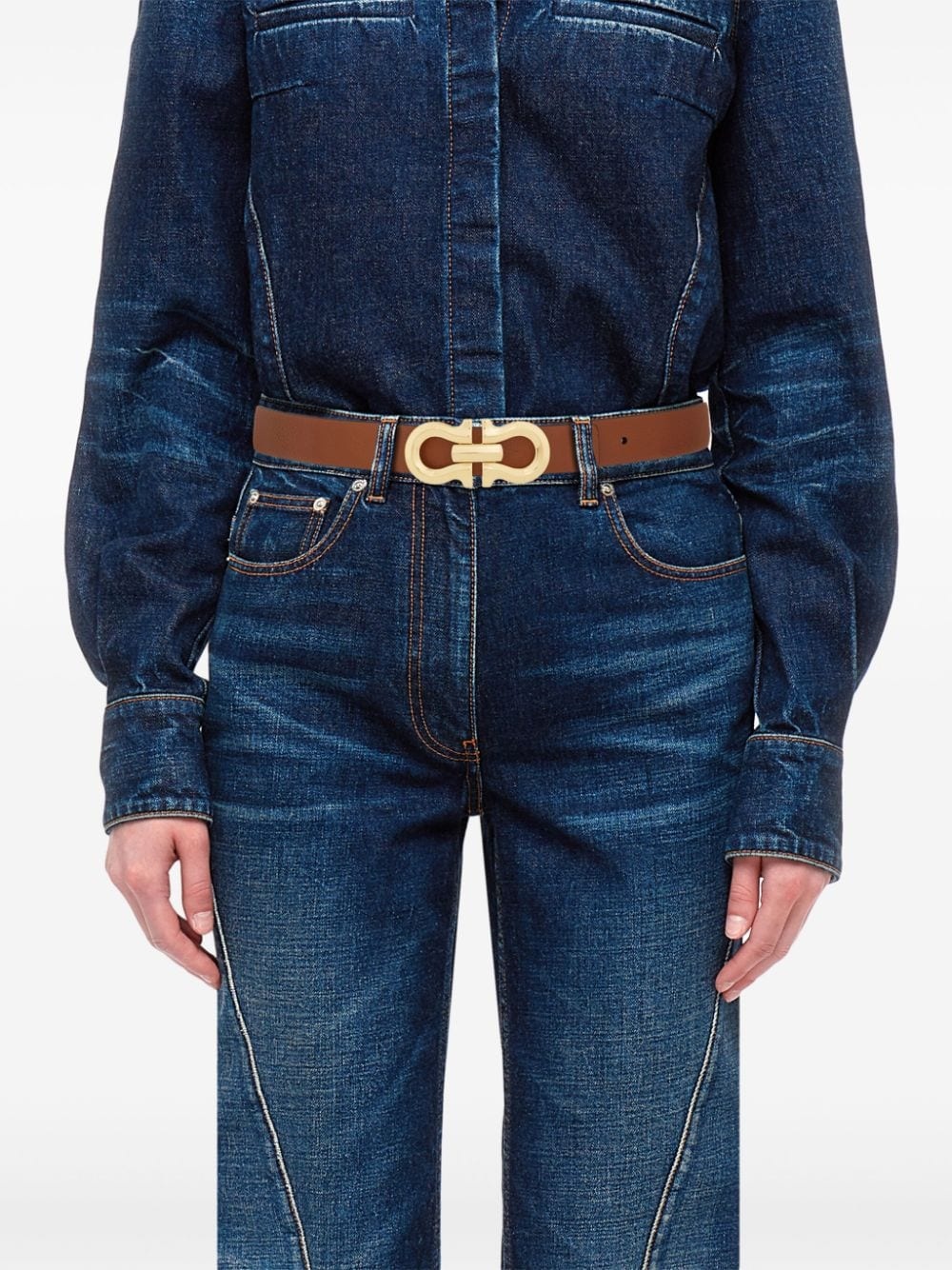 reversible Gancini leather belt - 4