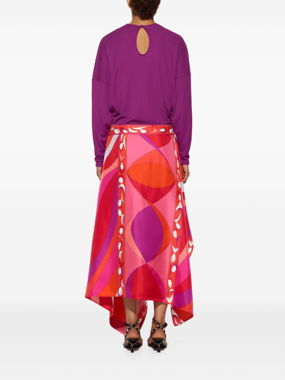 Pesci print asymmetric dress - 4