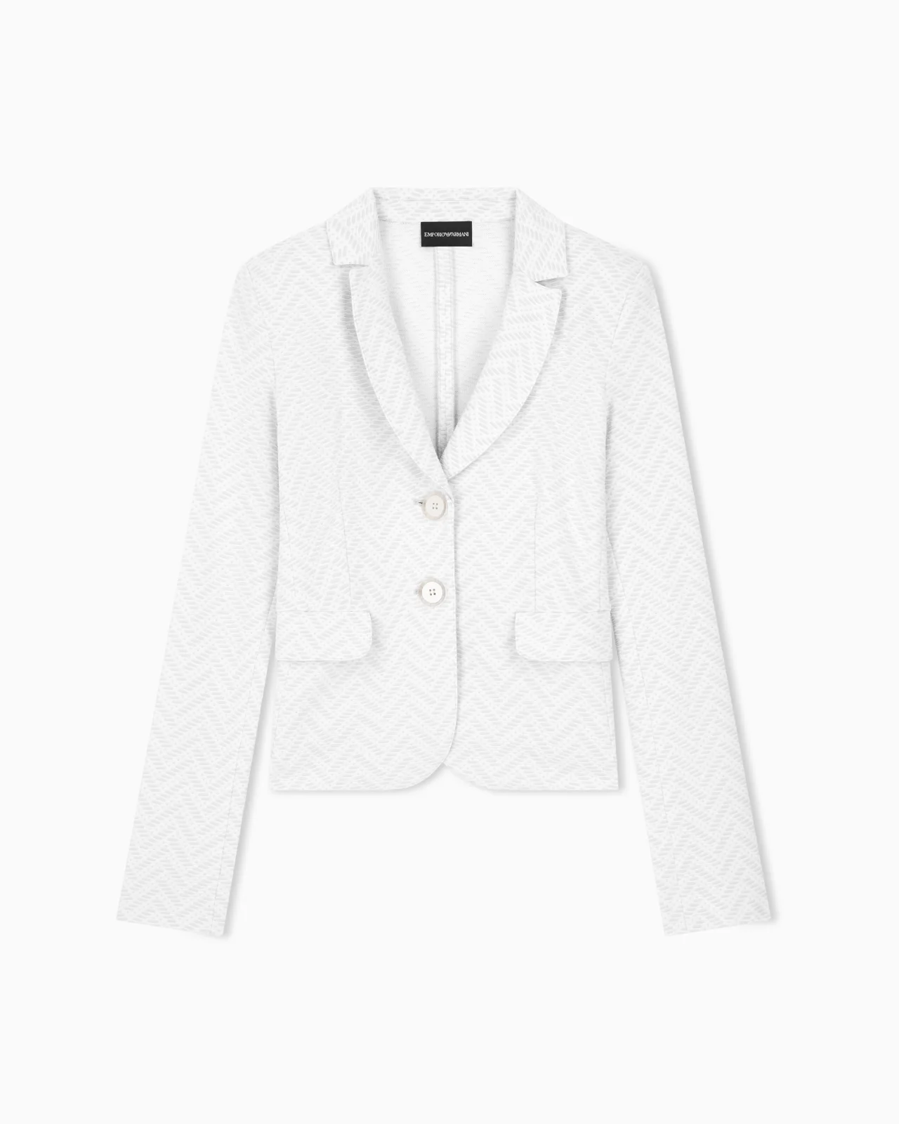 SLIM-FIT BLAZER IN CHEVRON JACQUARD JERSEY WITH FLAP POCKETS - 1