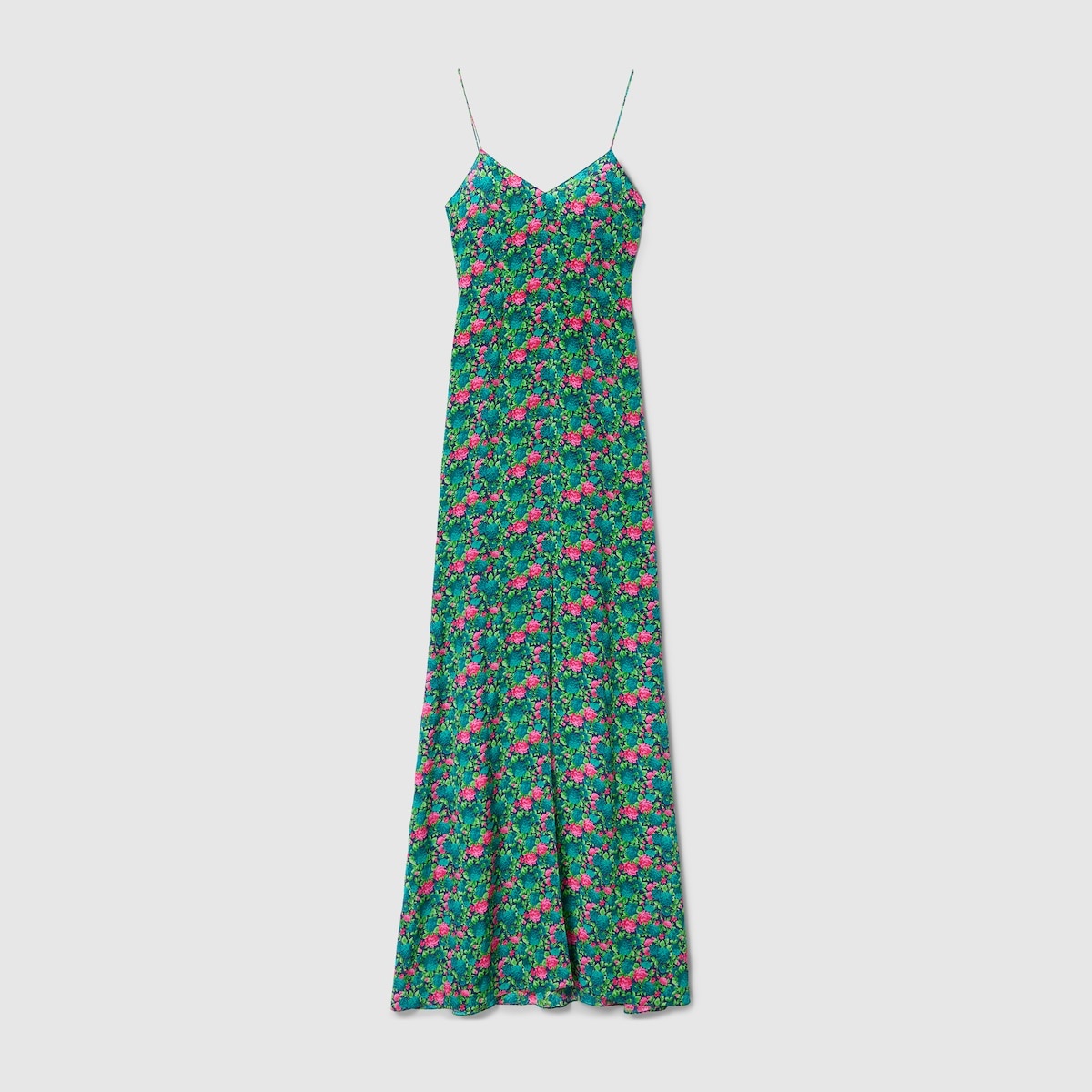 Floral print silk evening dress - 1