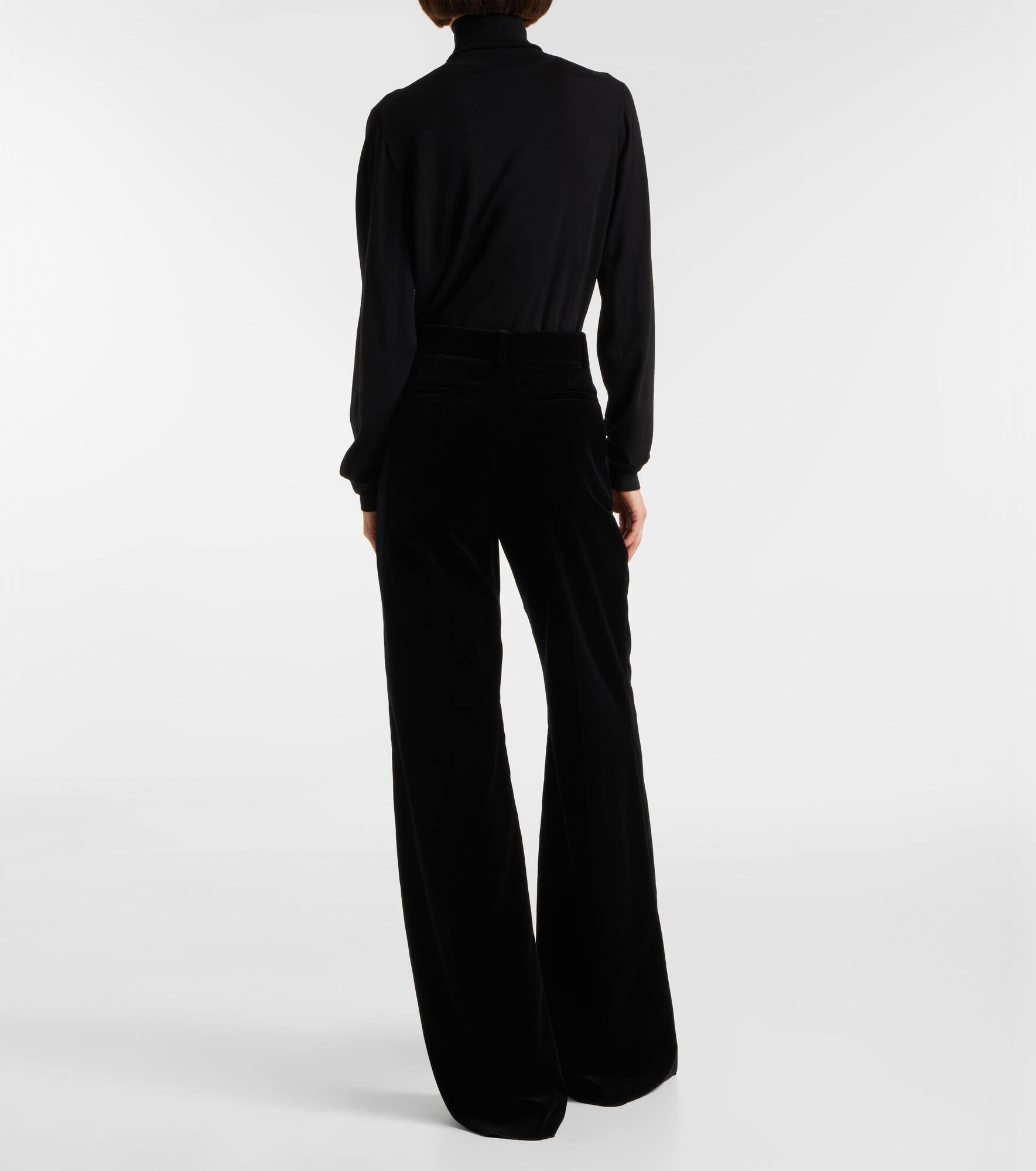 High-rise cotton velvet wide-leg pants - 3