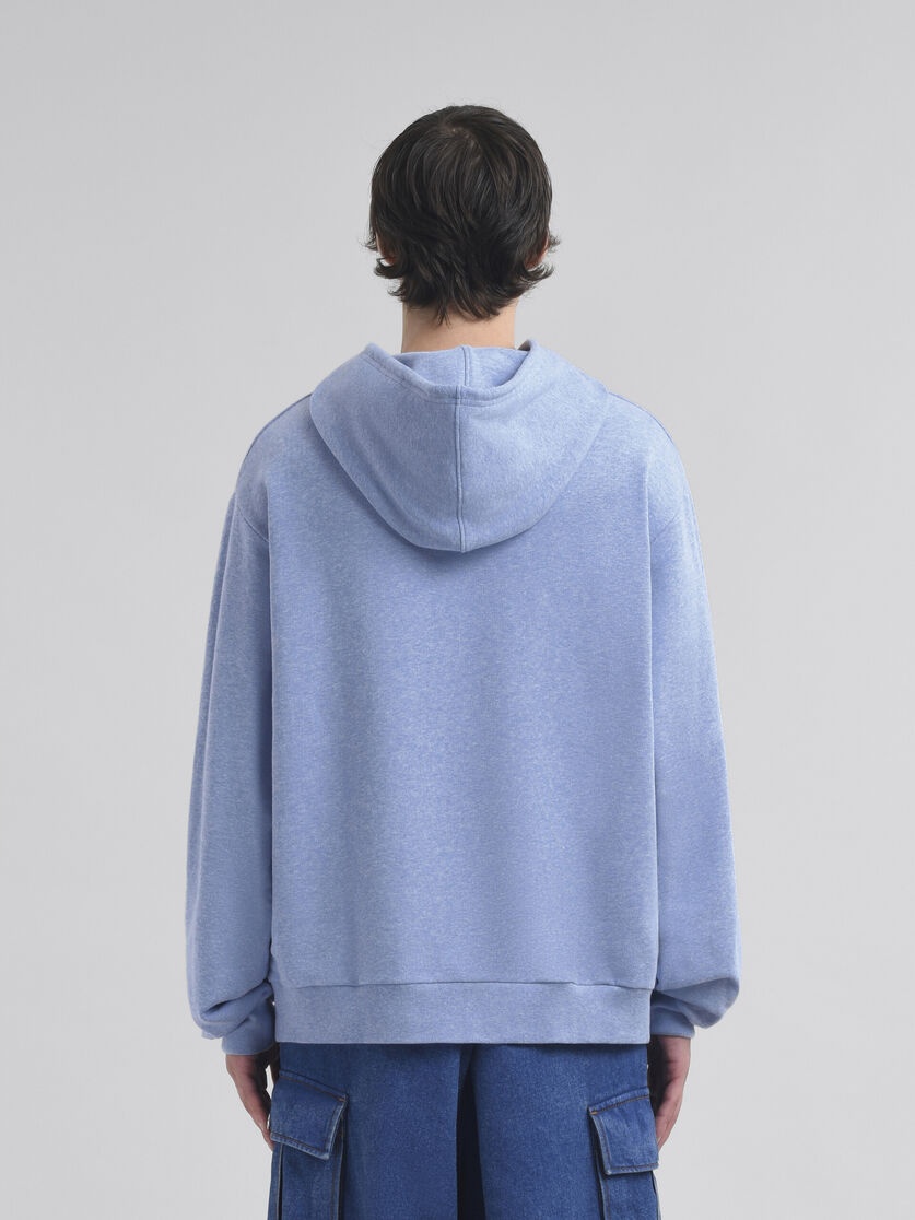 LIGHT BLUE MELANGE COTTON HOODIE WITH MARNI PATCH - 3