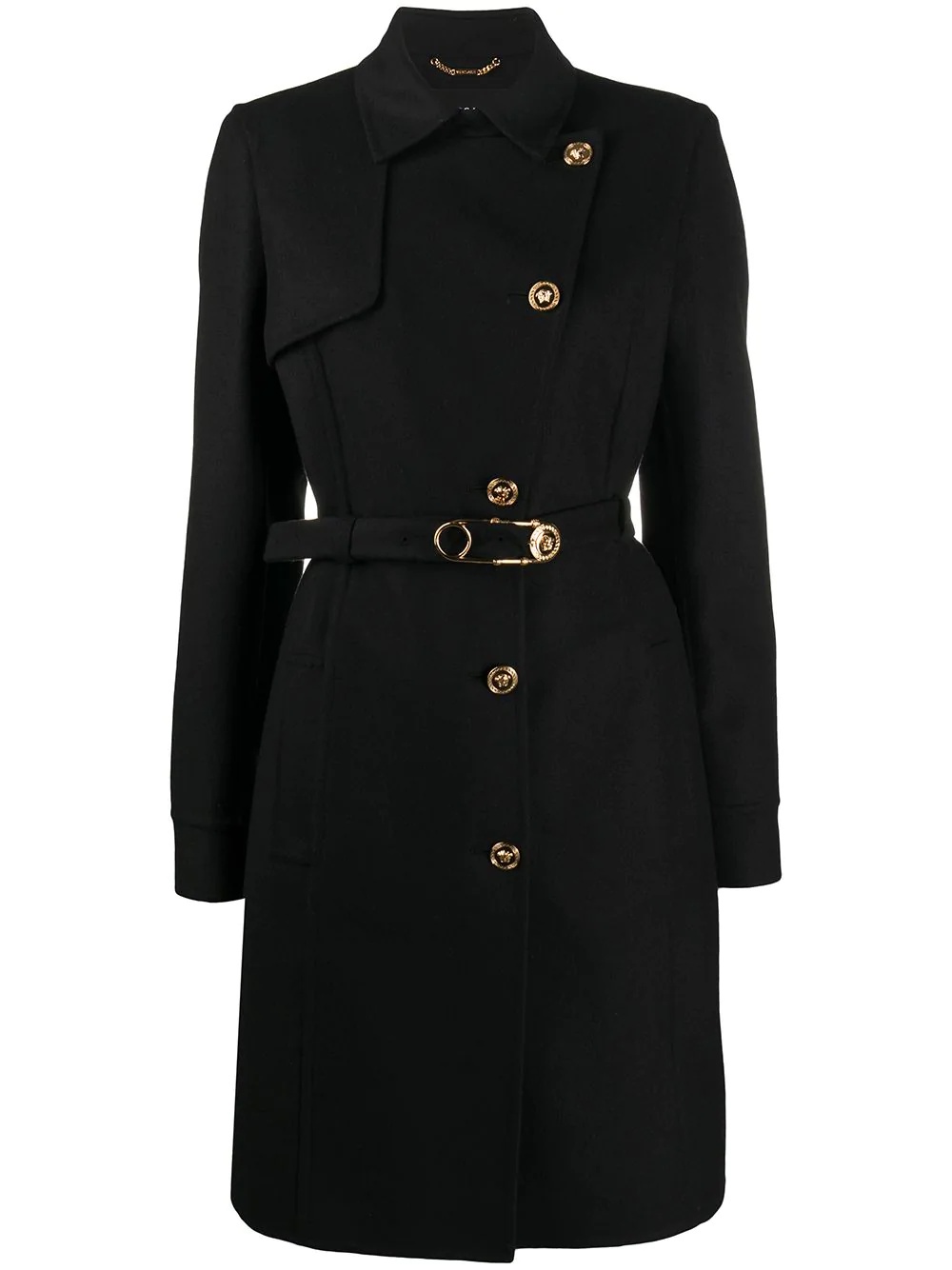 Medusa safety pin button-up coat - 1