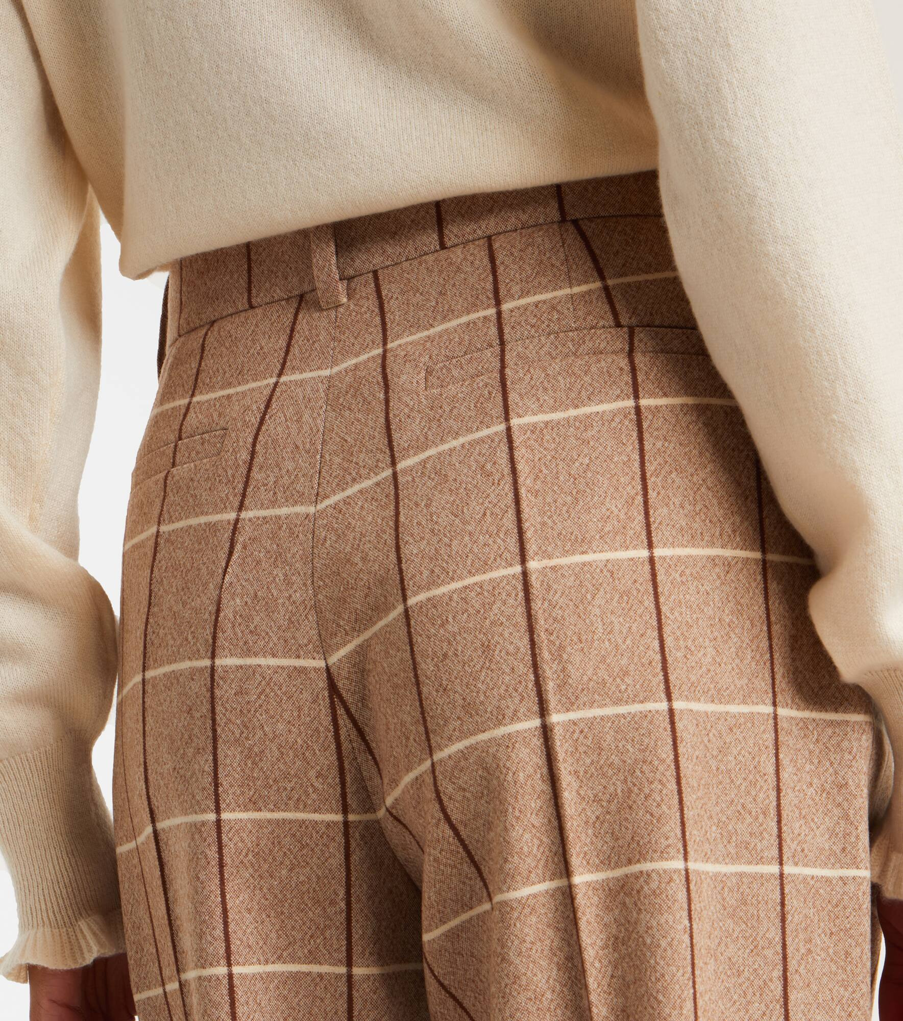 Checked high-rise virgin wool wide-leg pants - 6
