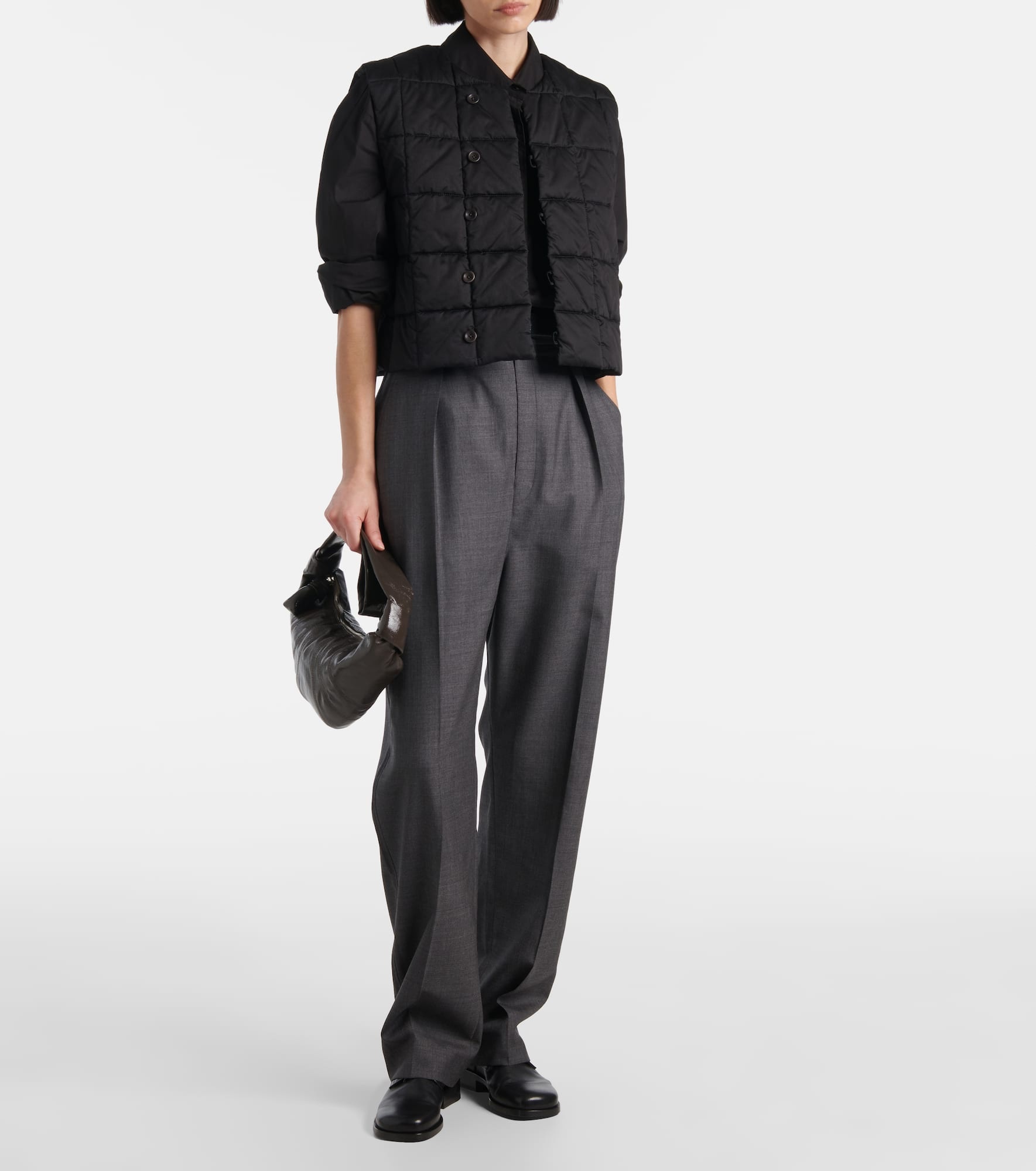 Pleated wool twill straight pants - 2