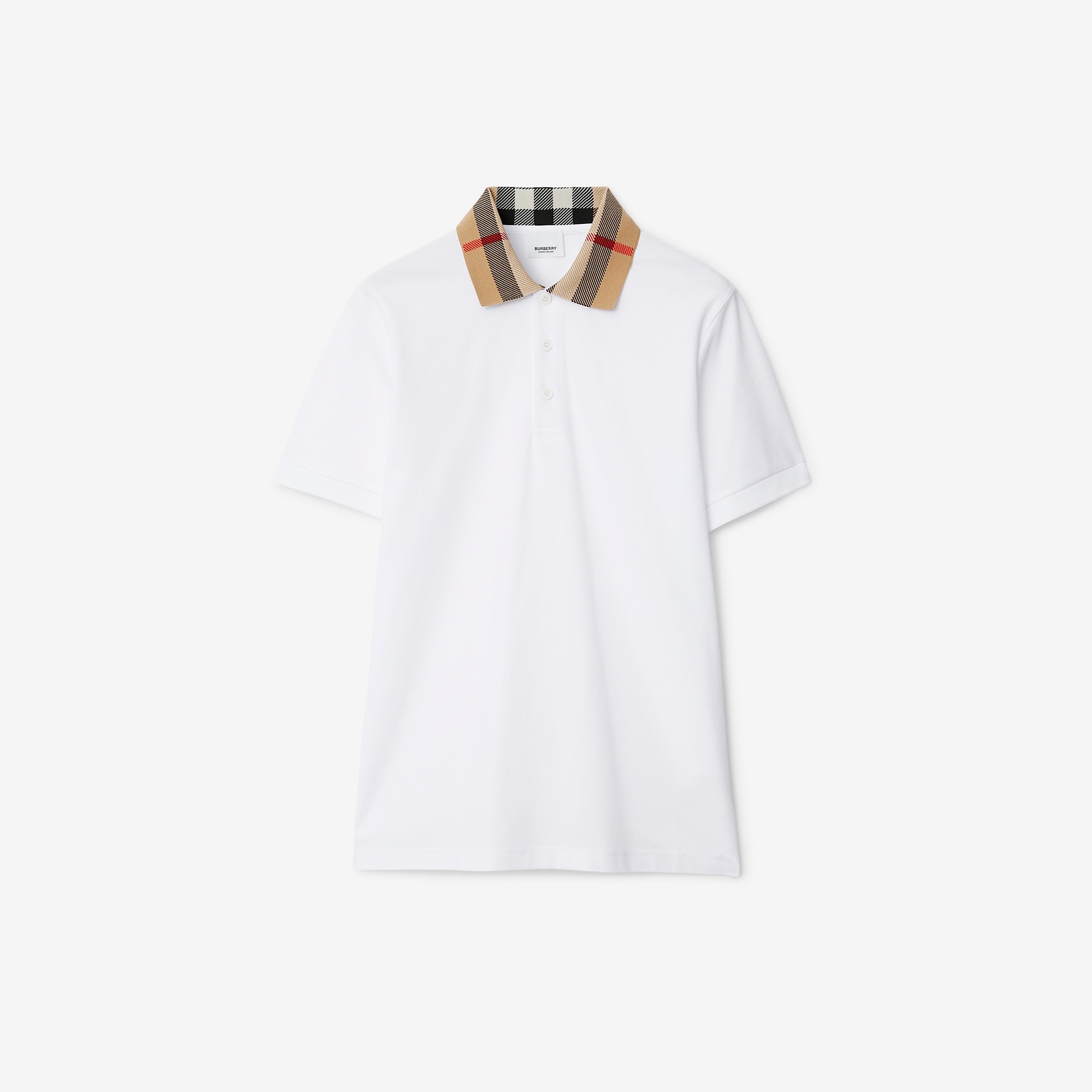 Check Collar Cotton Polo Shirt - 1