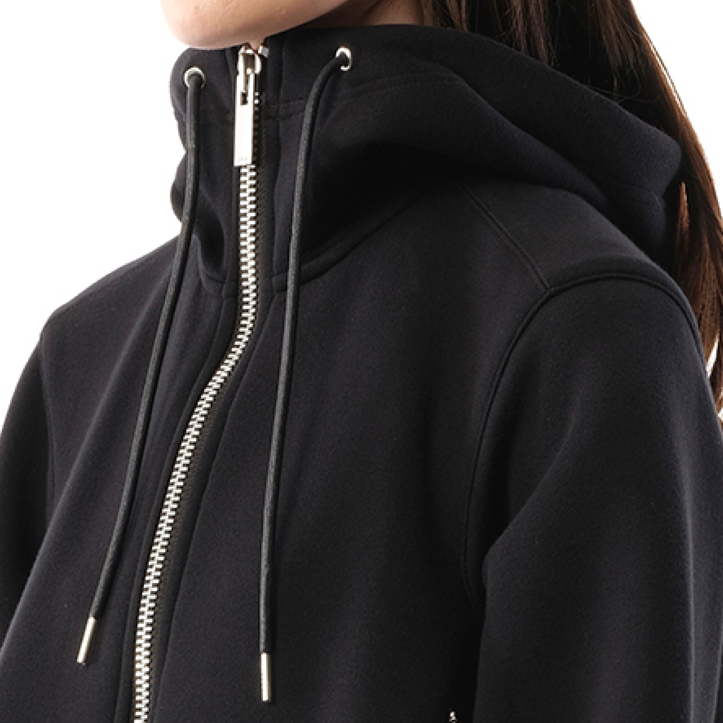 Sponge Sweat x Nylon Twill Hoodie in Black - 3