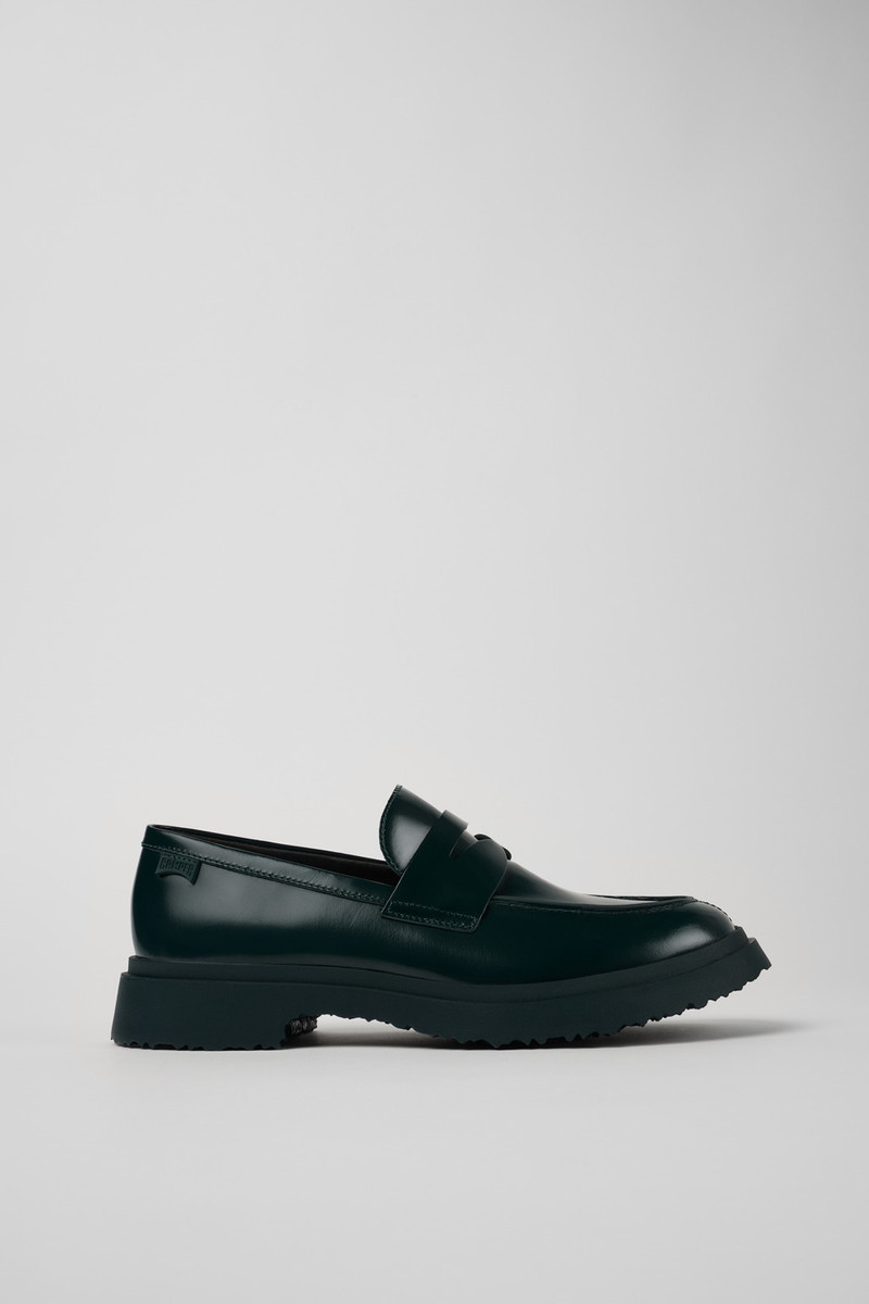 Green leather loafers for men 1