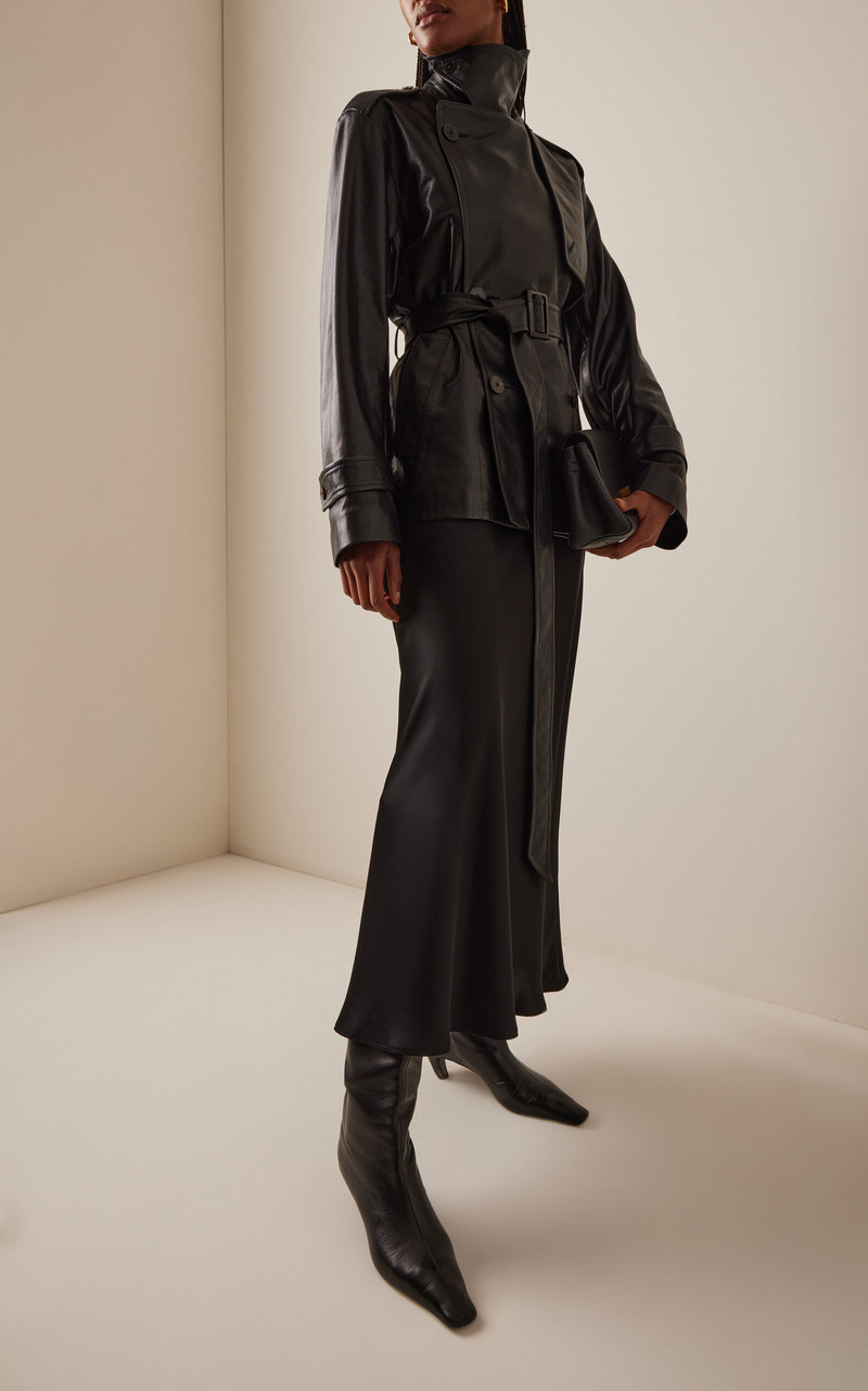 HEIRLOME Iggy Double-Breasted Leather Jacket black outlook