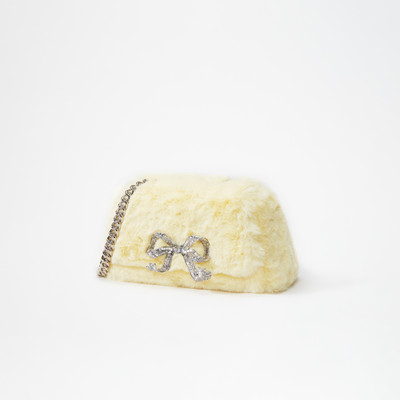 self-portrait Yellow Fluffy Bow Mini Bag outlook