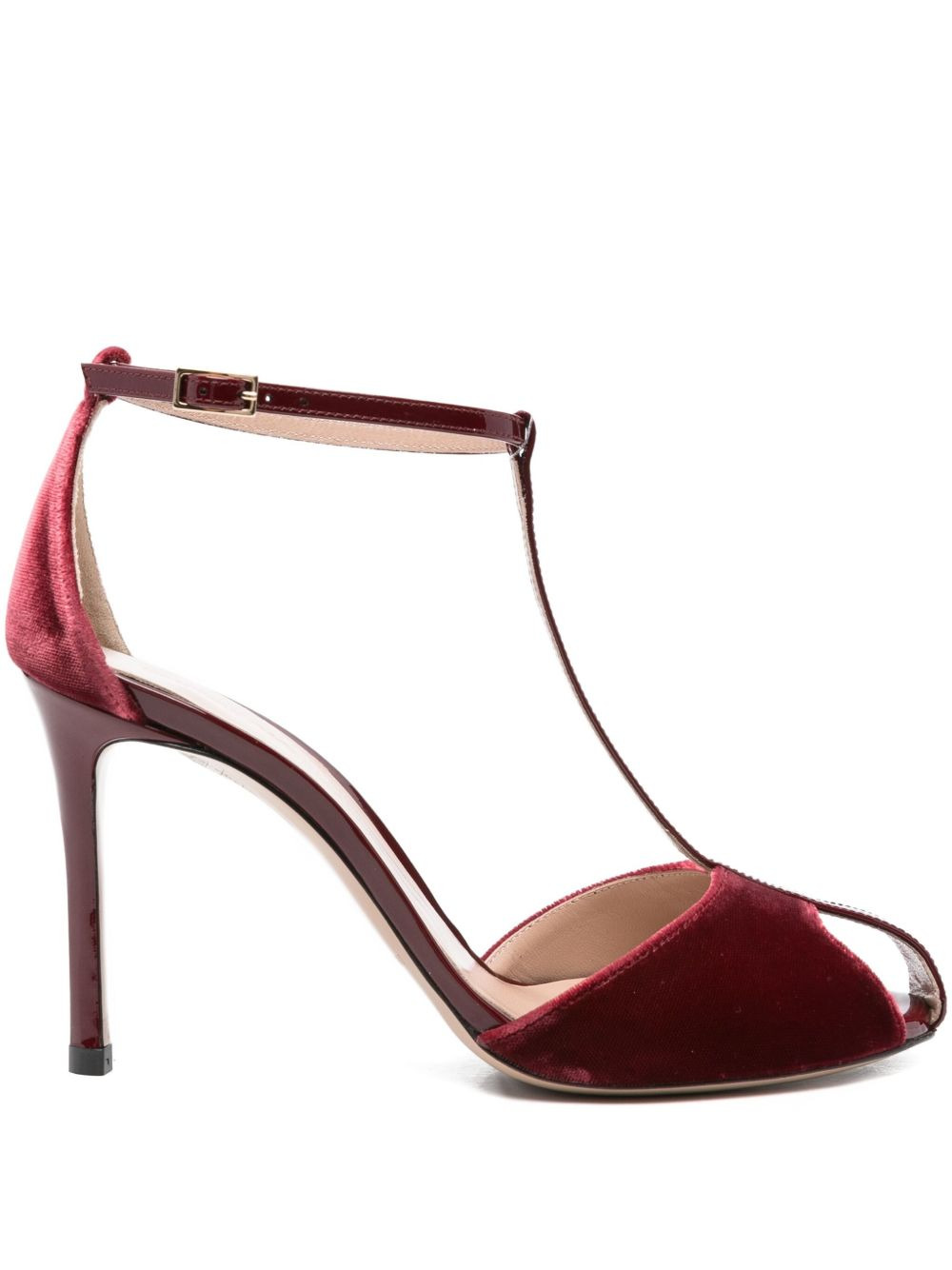 95mm velvet T-bar heeled pumps - 1