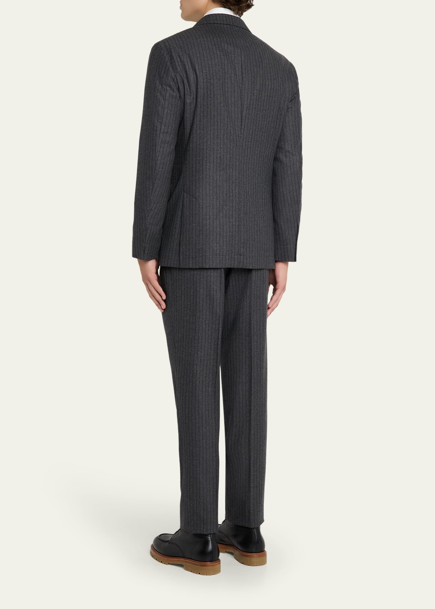 Men's Virgin Wool Chalk Stripe Notch Lapel Sport Coat - 3