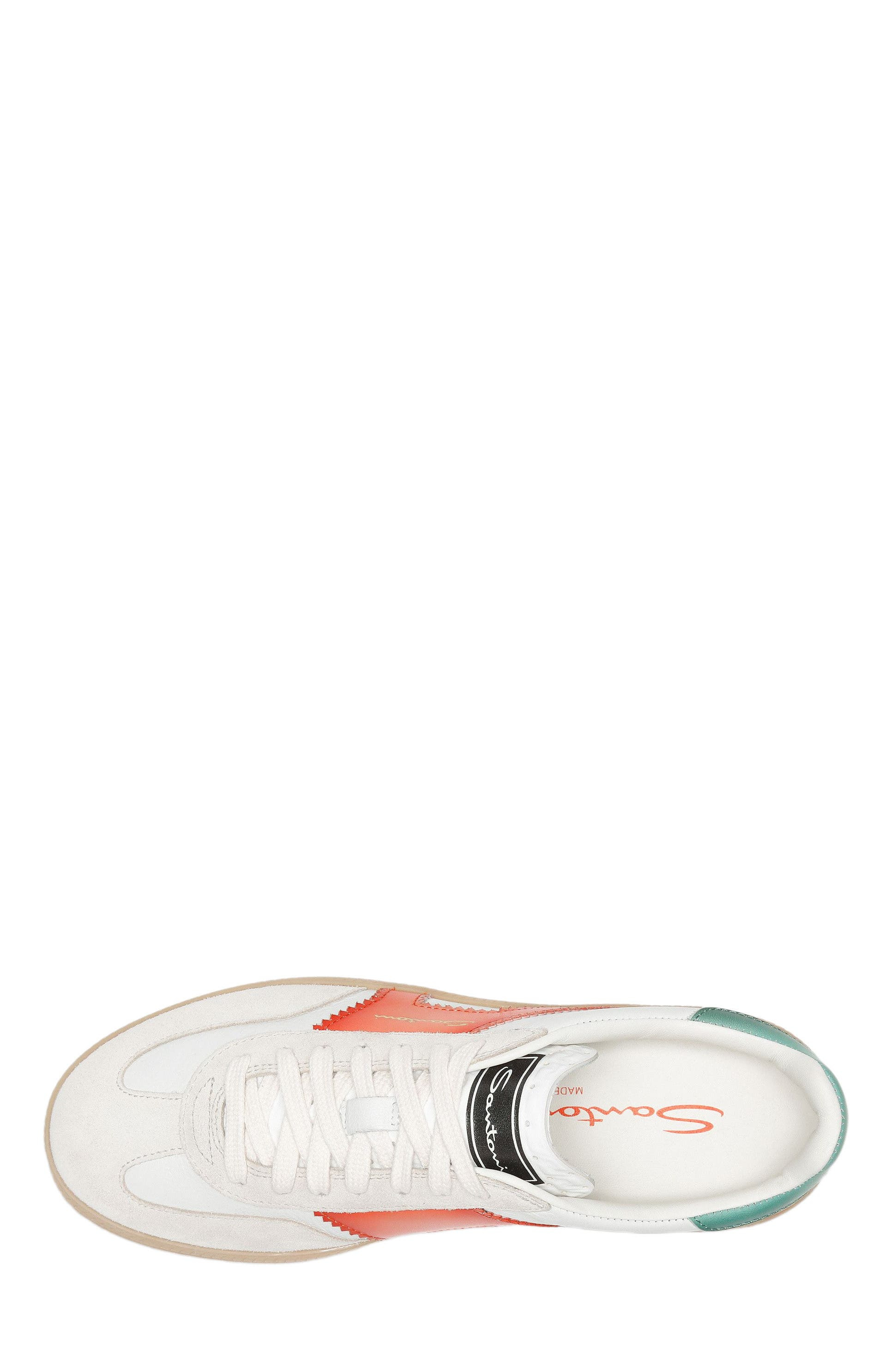 Santoni Women's leather and suede DBS Oly sneaker in White/Orange at Nordstrom - 3