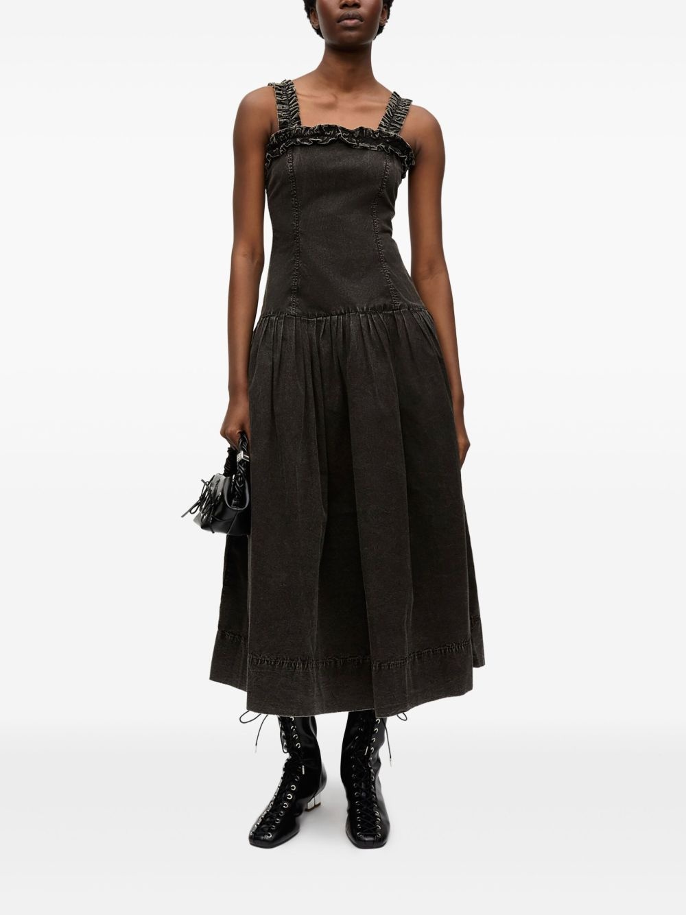 ruffle-detail midi dress - 2