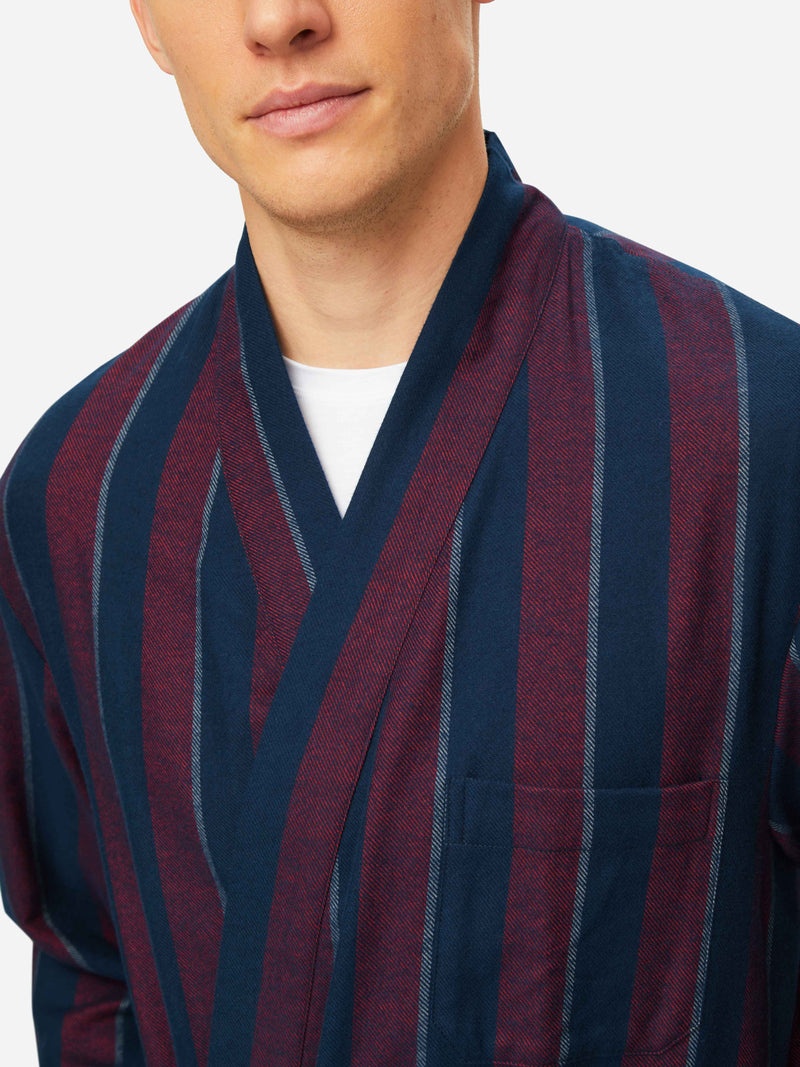 Men's Lounge Gown Kelburn 24 Brushed Cotton Navy - 2