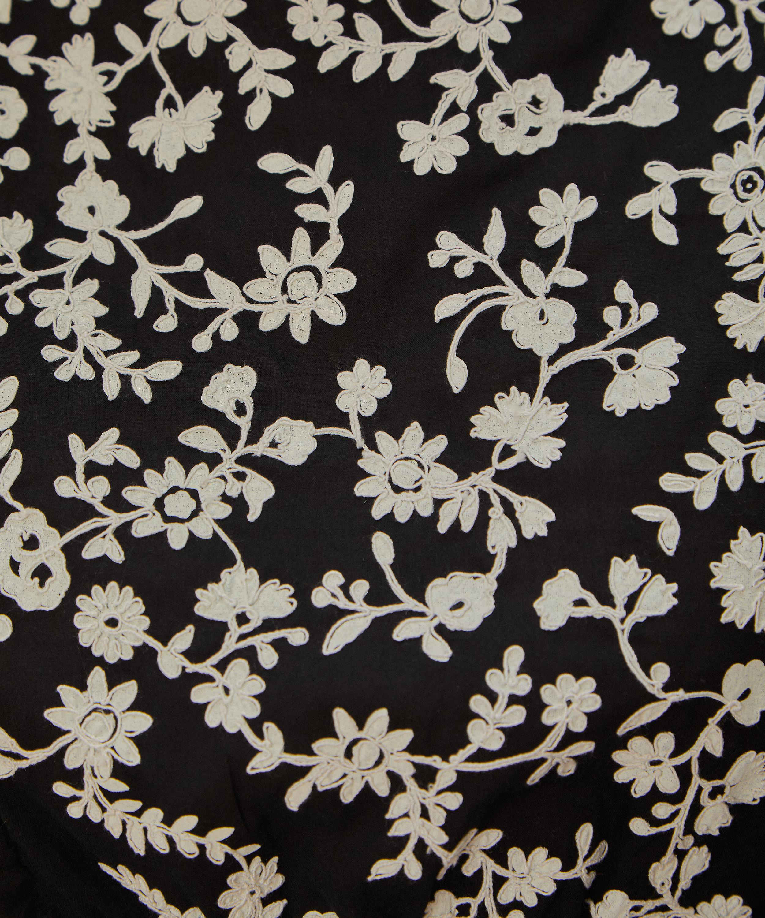 Black Embroidered Ruffle Long Sleeve Blouse - 3