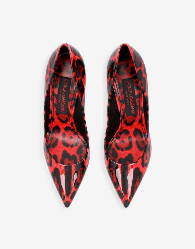 Leopard-print patent leather pumps with red base - 4