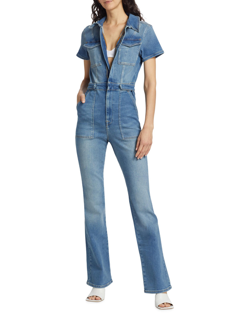 Women's Fit For Success Stretch Denim Jumpsuit - Blue 3