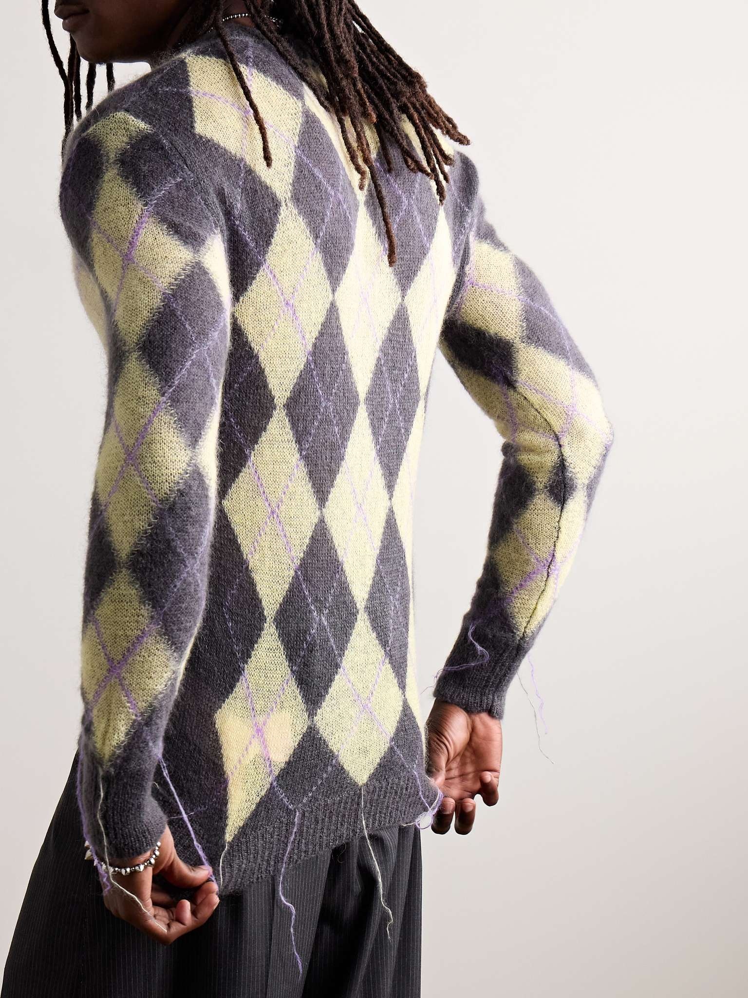 Slim-Fit Fringed Argyle Mohair-Blend Sweater - 3