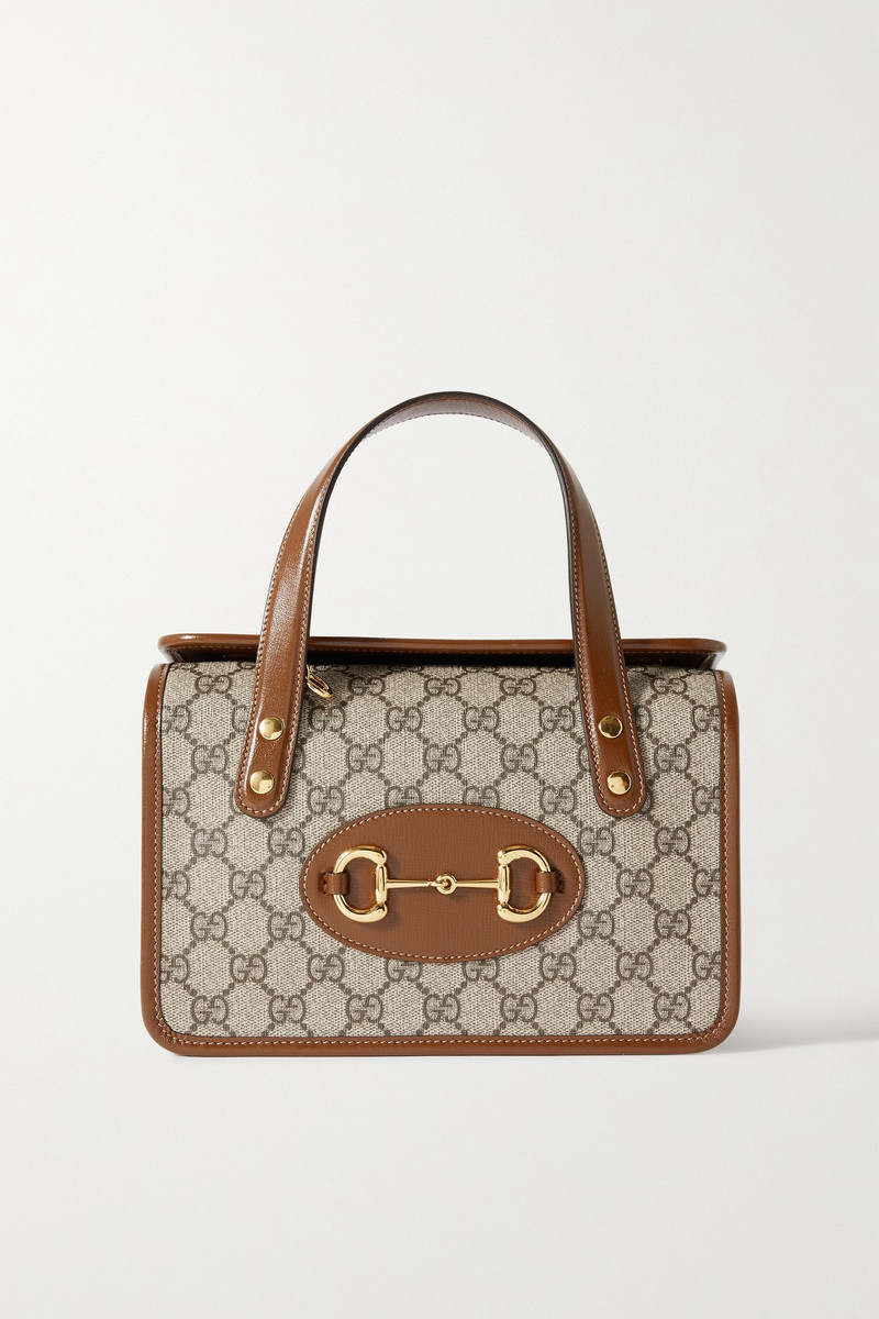 Horsebit 1955 mini leather-trimmed printed coated-canvas tote - 1