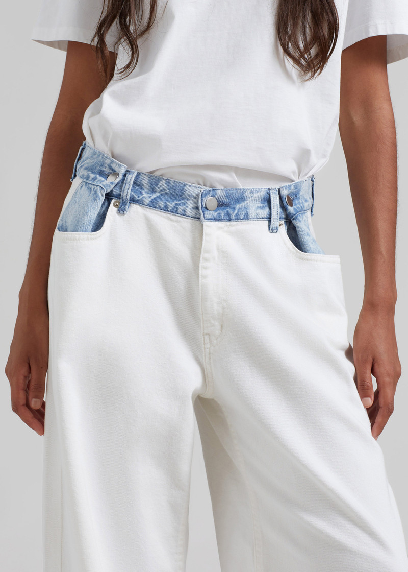 Hayla Contrast Denim Pants - Off White/Blue 9